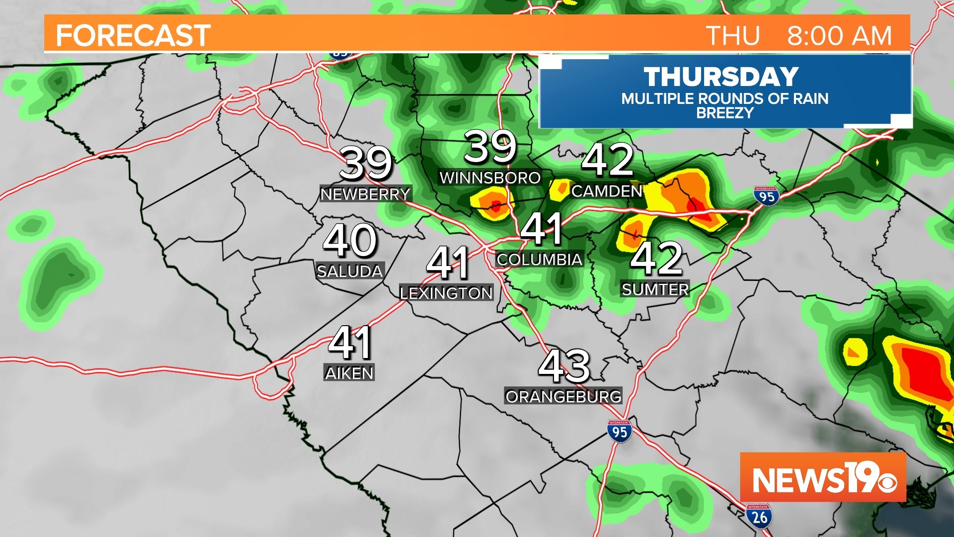 South Carolina cold weather forecast for Christmas
