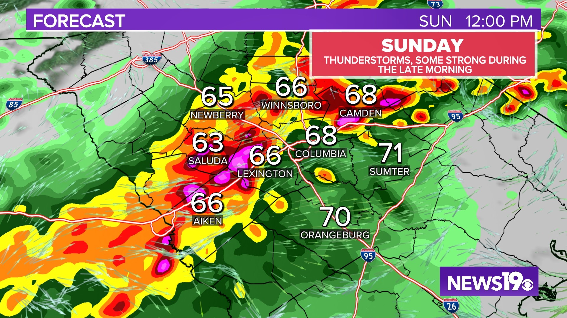 Strong to Severe storms possible on Sunday in South Caroilina | wltx.com