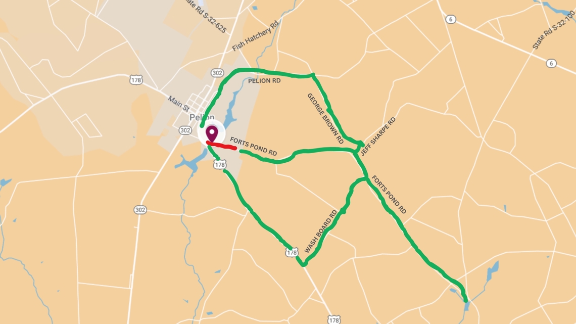Forts Pond Road in Pelion closed due to sinkhole | wltx.com