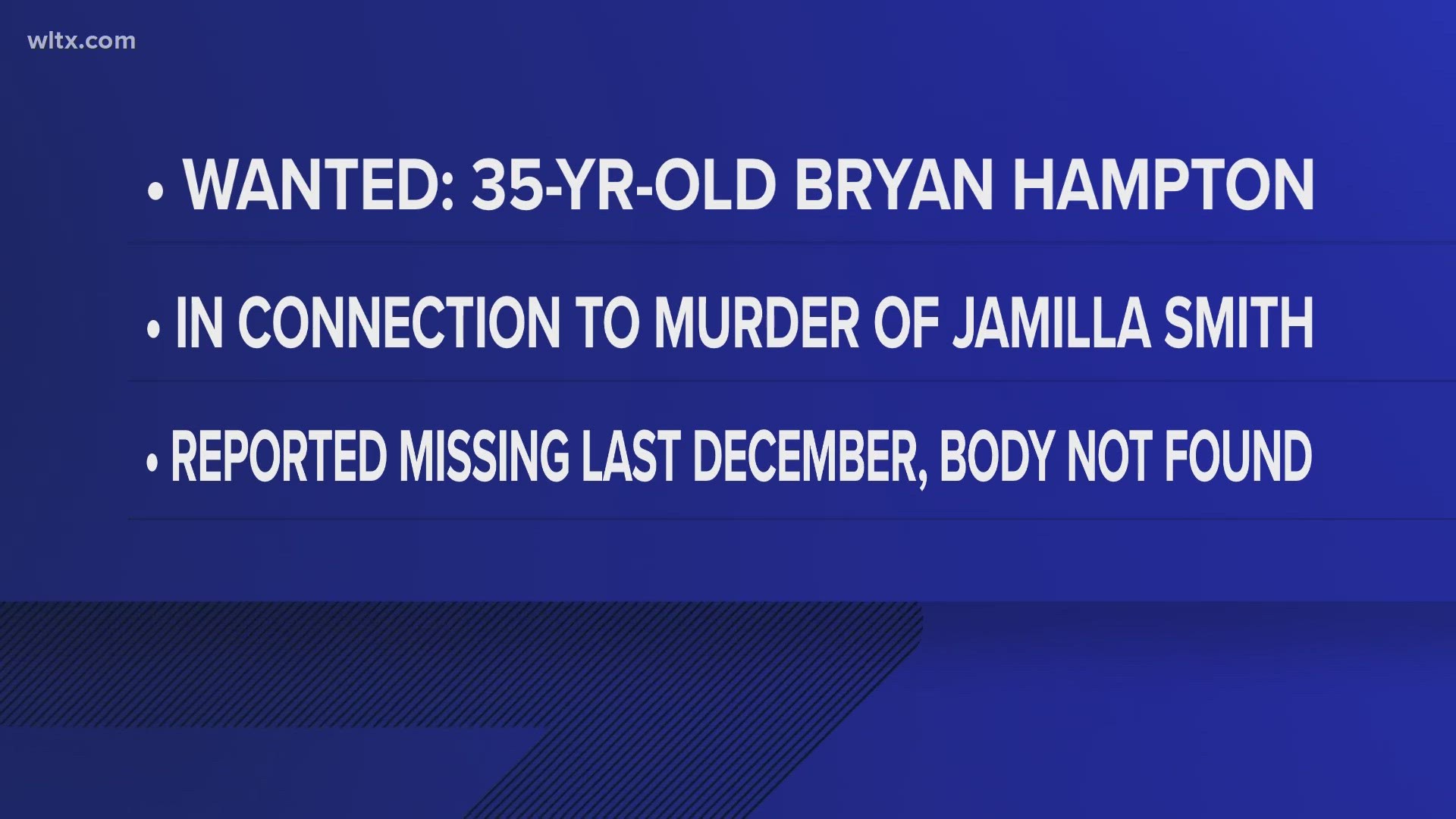 Investigators are asking the public for help in locating Bryan Alexander Hampton Jr., a suspect in the disappearance and murder of Jamilla (Millie) Shanae’ Smith.