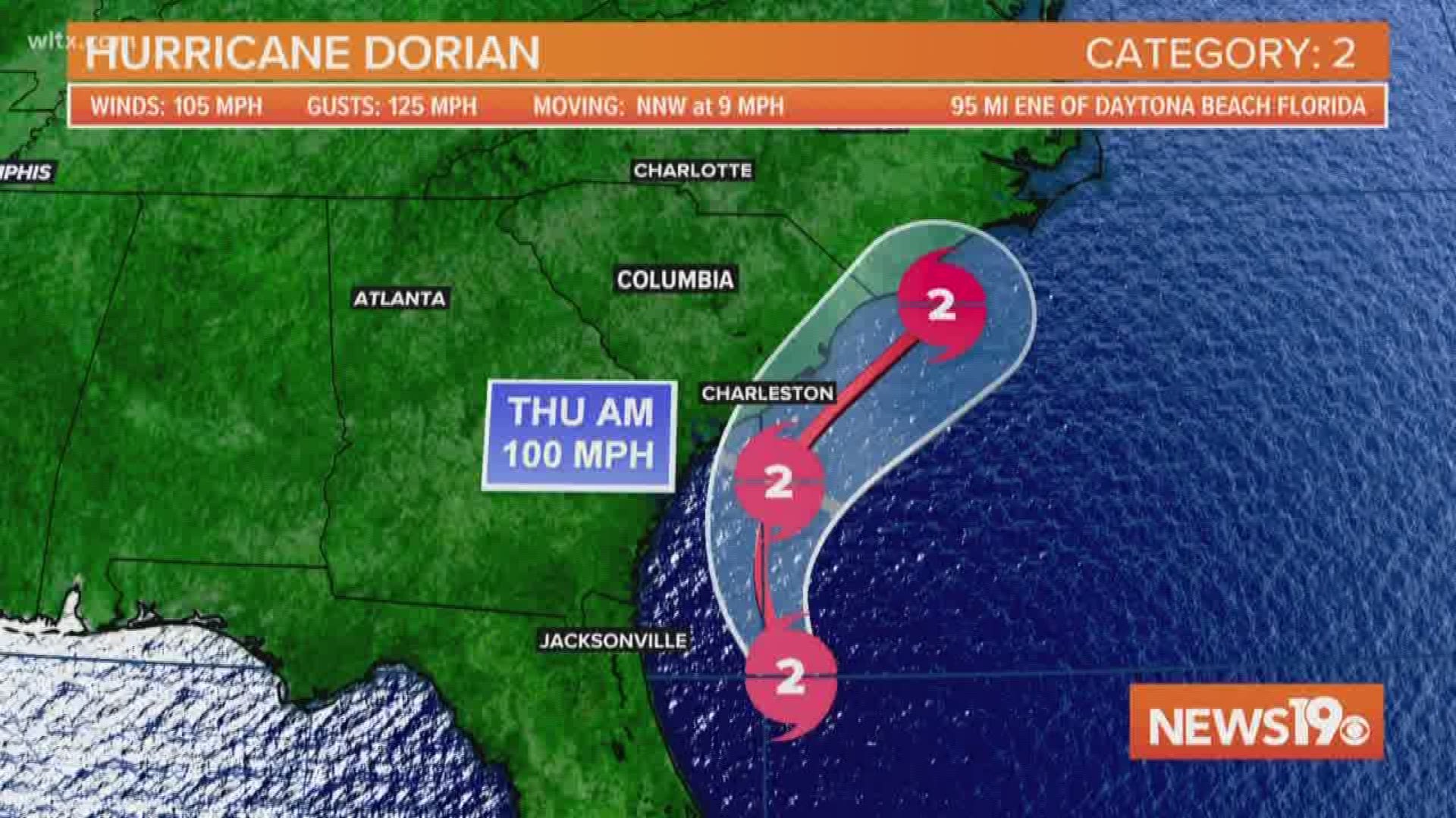 Hurricane Dorian track shifts, to begin impacting South Carolina coast ...