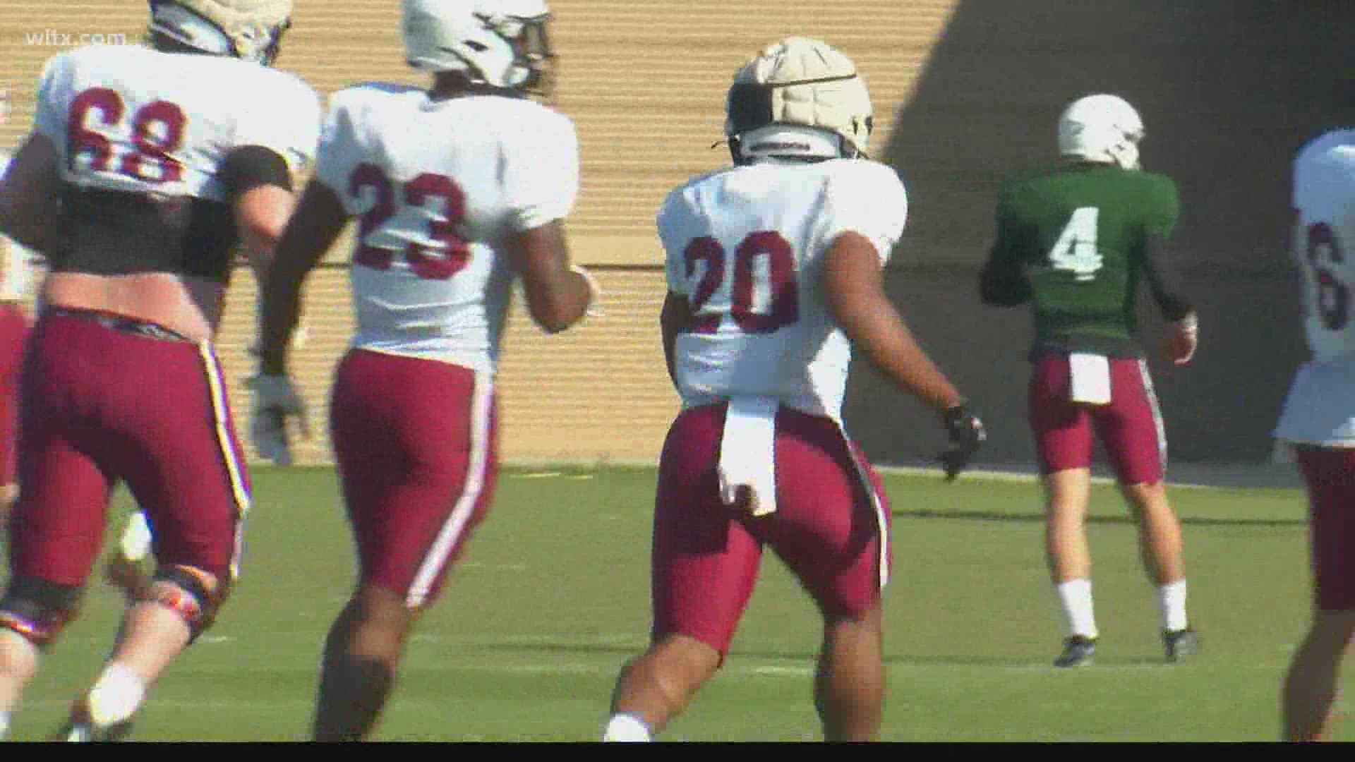 South Carolina head football coach Shane Beamer talks about his Doak Walker award nominee Kevin Harris.