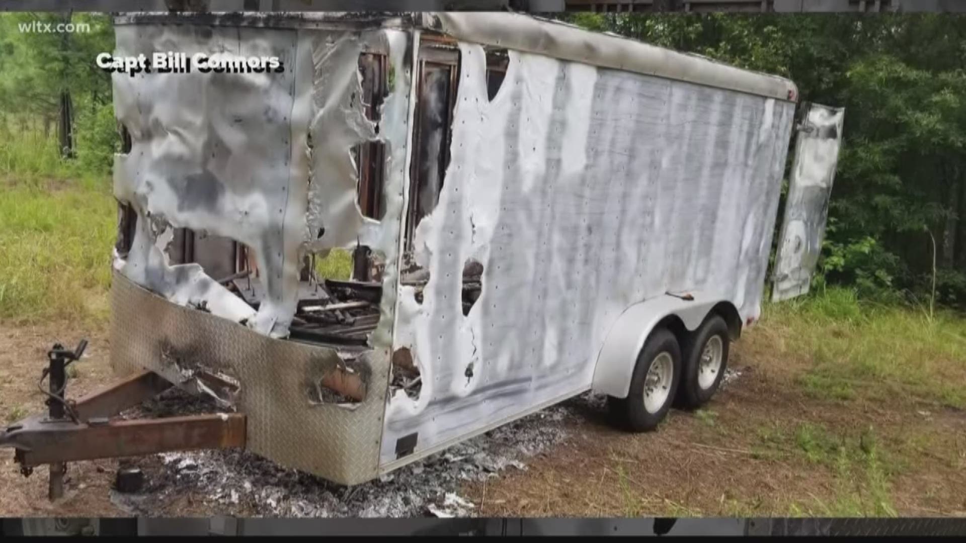 The trailer had been set on fire with all their items inside
