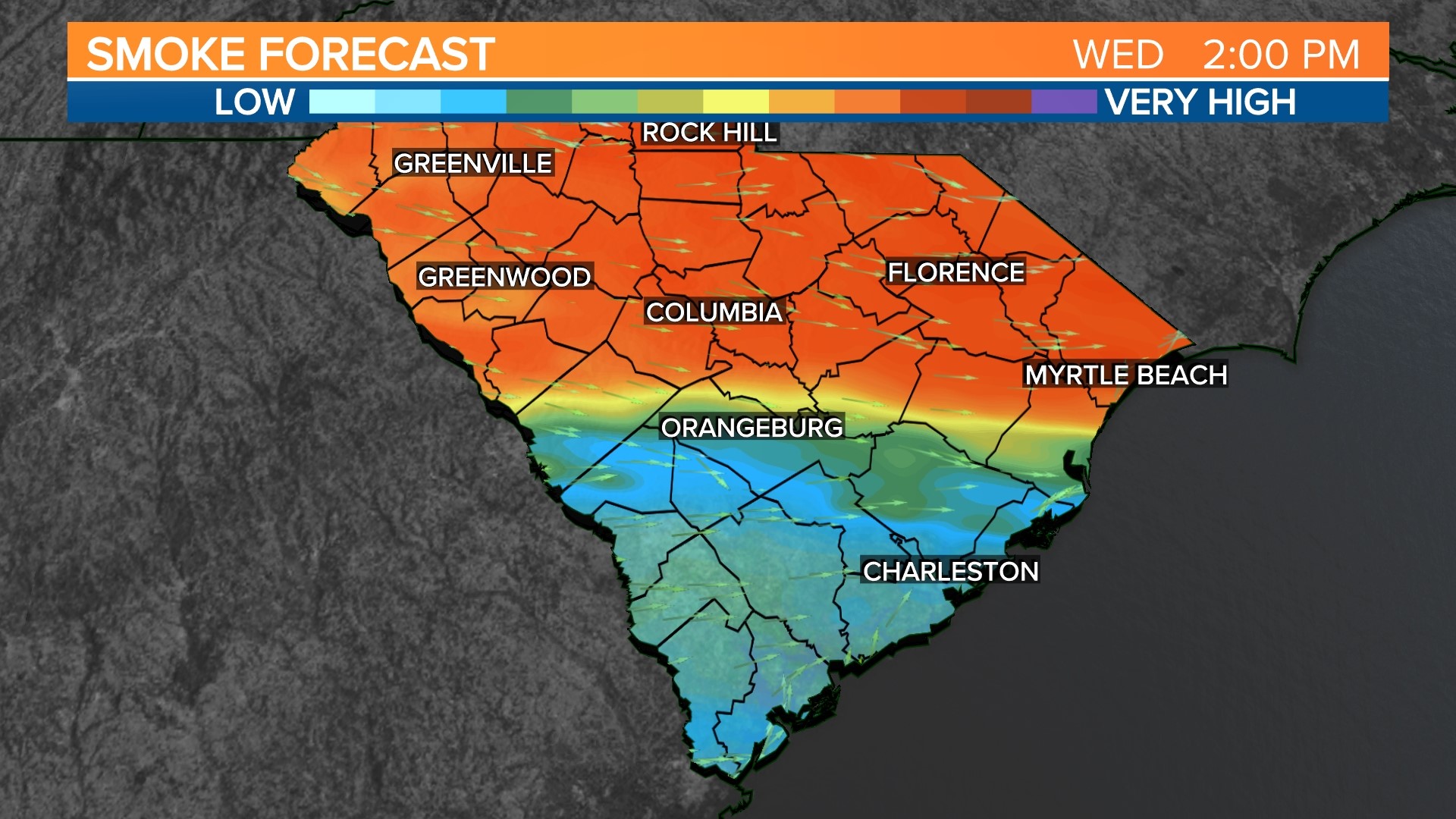 South Carolina air quality alert in effect due to Canadian fires