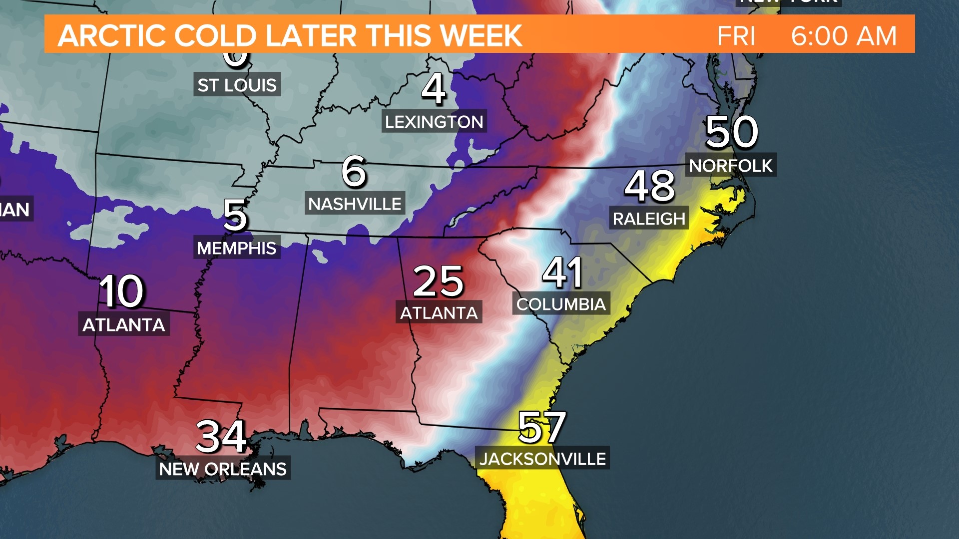 South Carolina cold weather forecast for Christmas