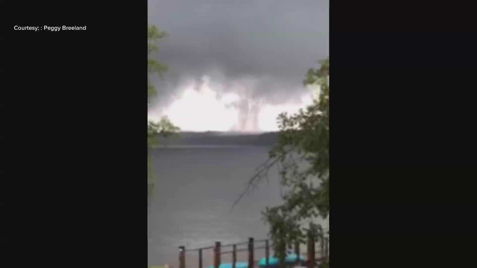The weather service says the funnel touched down about 3:50 p.m. near Dreher Island State Park.  There are reports of some damage in that area.