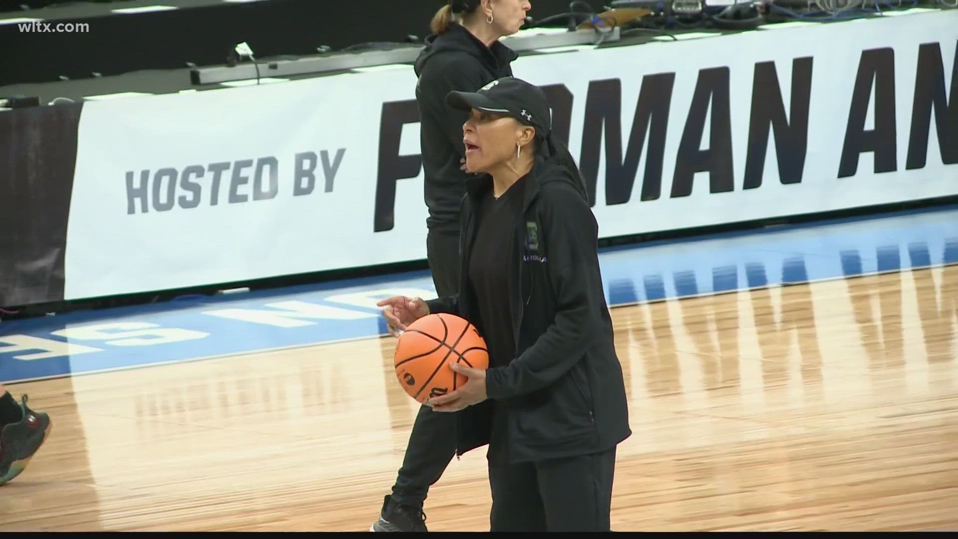 The South Carolina Gamecocks are in Greenville to practice for the upcoming matchups in the Regional of the NCAA tournament.