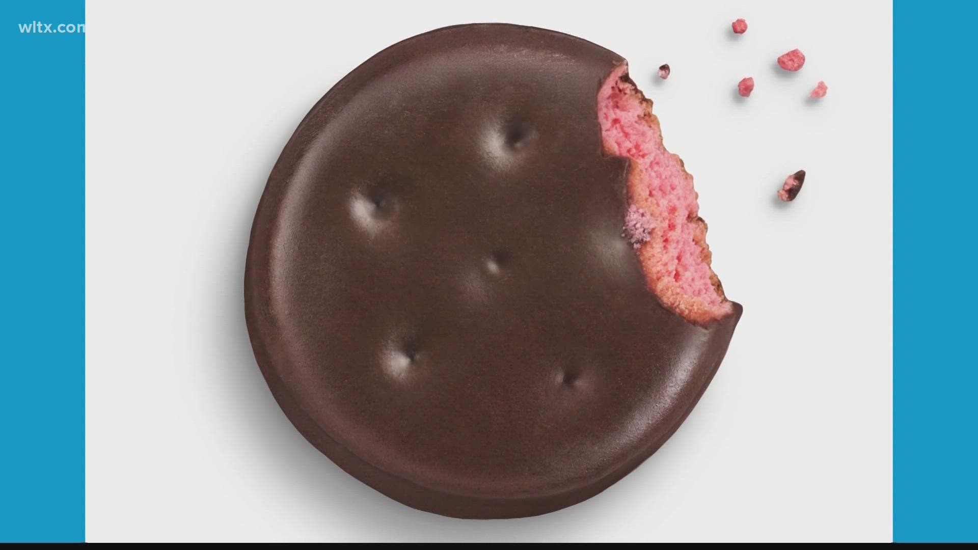 The new Raspberry Rally cookie is a "sister" to the iconic Thin Mint cookie, with raspberry filling instead of mint and dipped in the same chocolate coating.