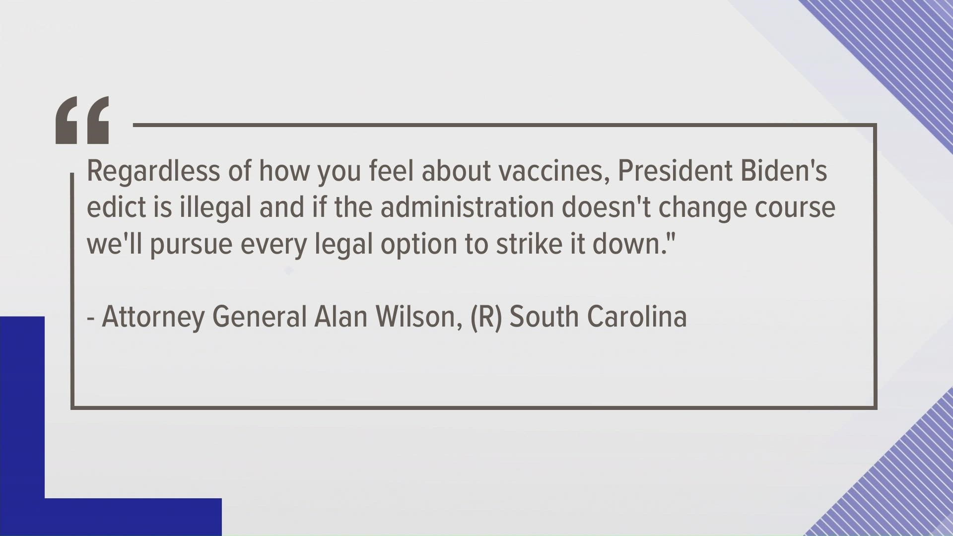 South Carolina is one of 24 state GOP attorneys general who threaten to sue over the mask mandate.