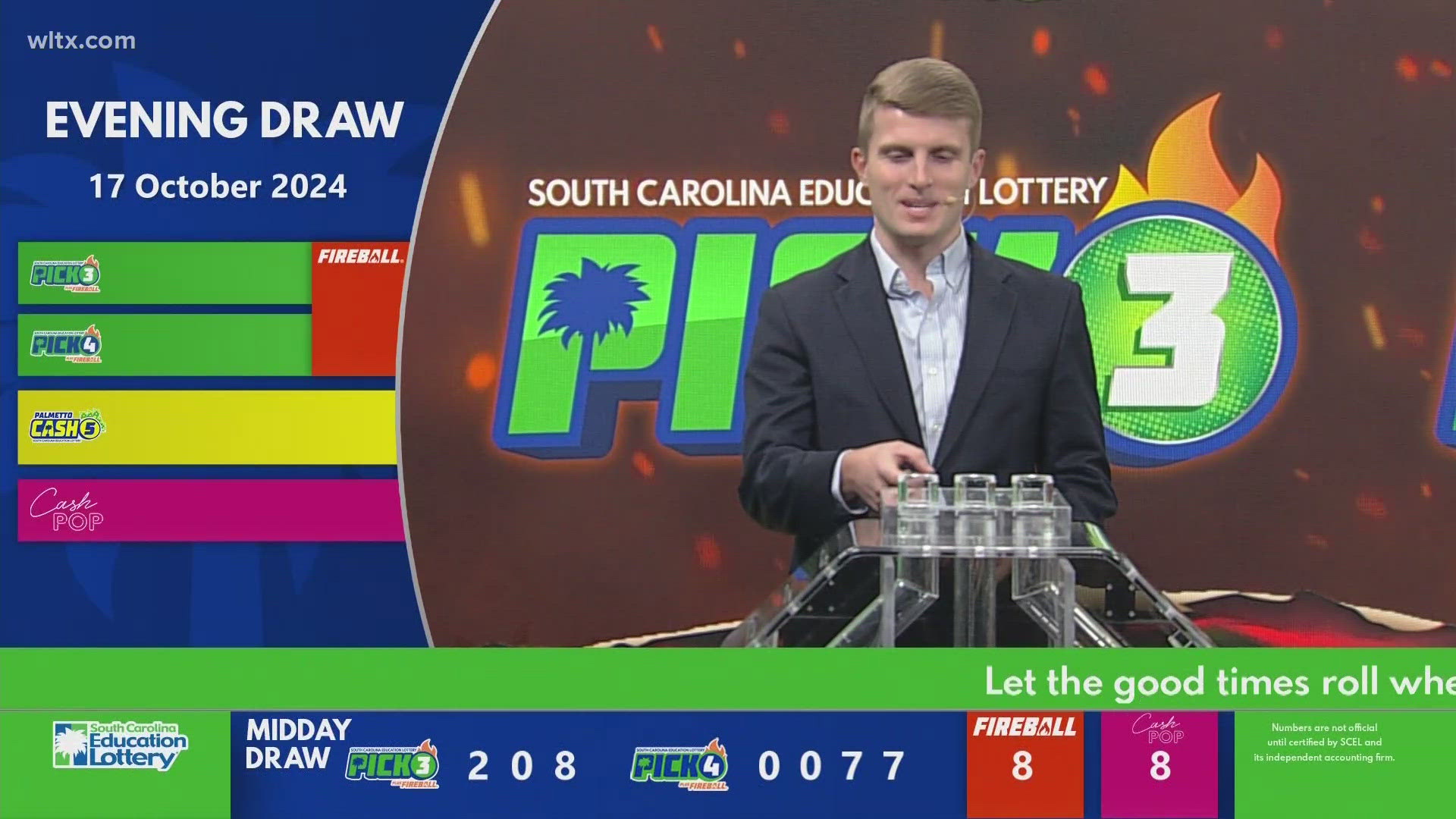 Here are the SC evening winning lottery numbers for October 17, 2024.