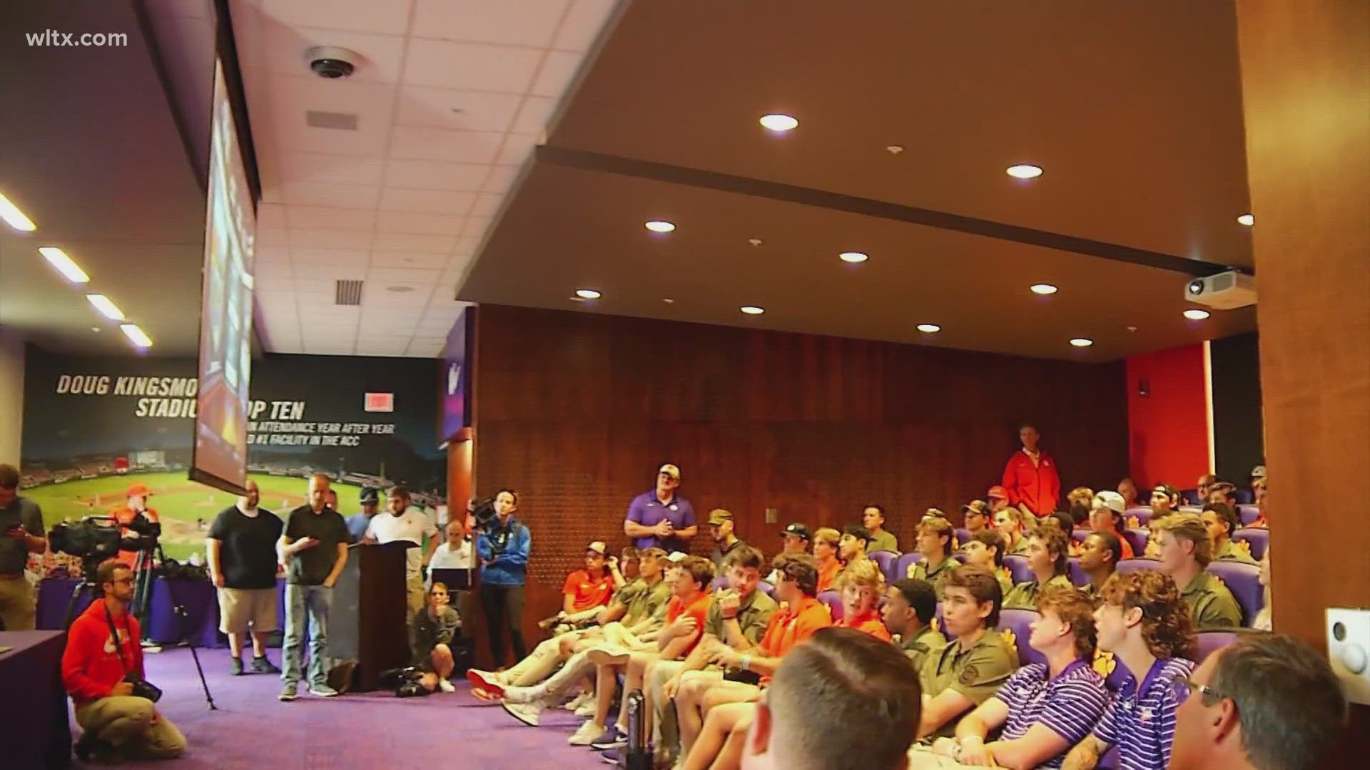 Clemson gathered at Doug Kingsmore Stadium to watch the NCAA Selection Show which unveiled the list of the teams coming to the Upstate.