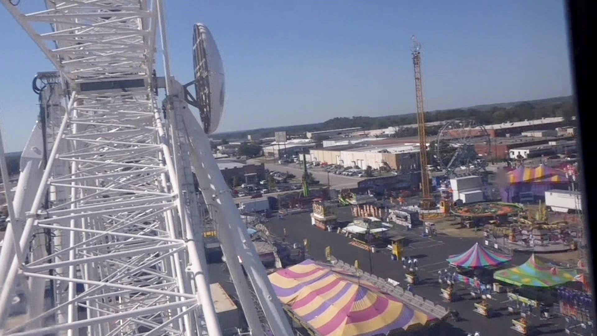 The brand new ferris wheel at the South Carolina State Fair has gondolas. Here's what it looks like when your riding high in it.