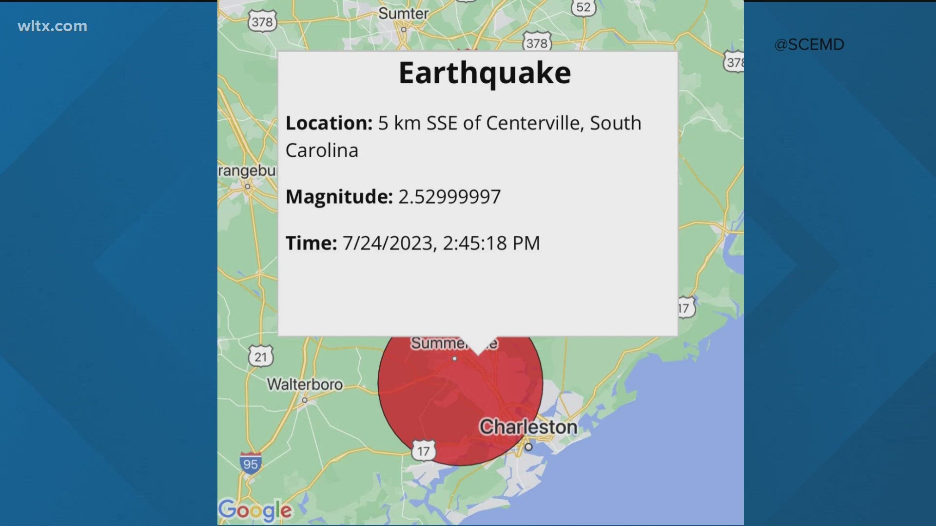 This afternoon a small earthquake, 2.35 happened near Summerville and Ladson.