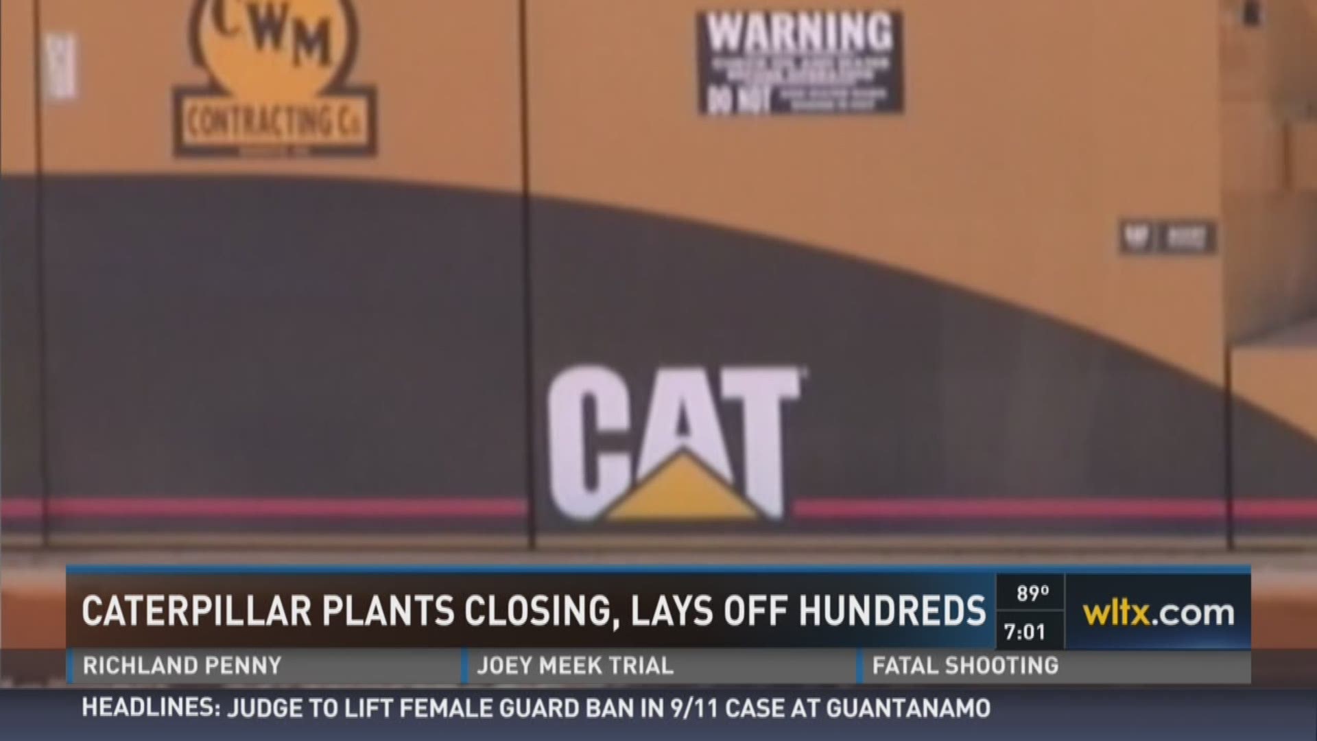 Caterpillar plants closing in Ridgeway and Newberry, hundreds to lose jobs. 