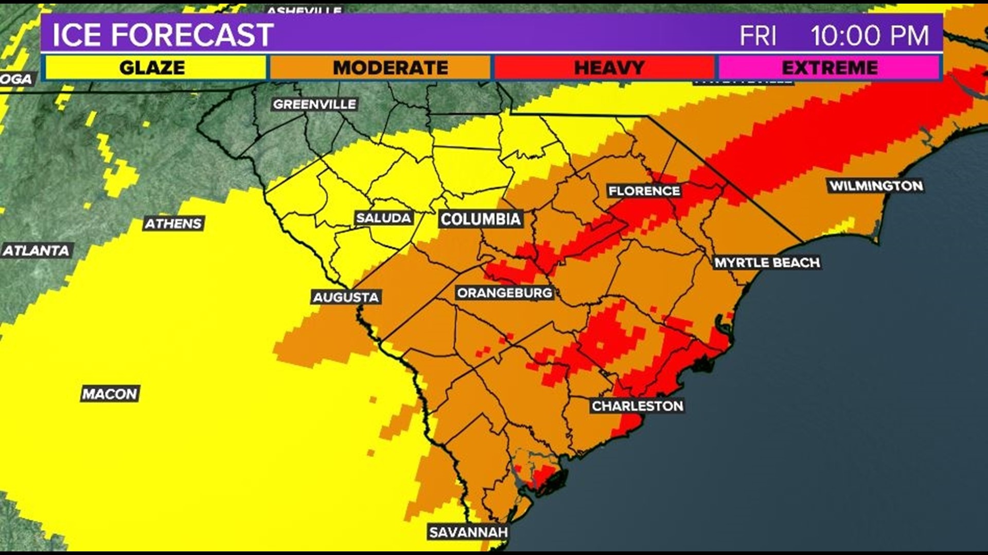 Will we get snow ice in South Carolina this weekend?