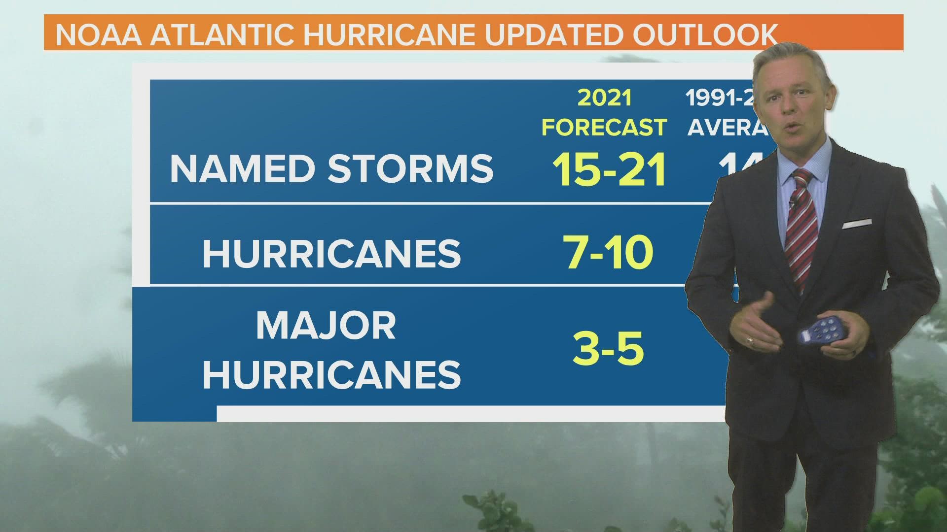 NOAA issued its updated Atlantic hurricane season outlook Wednesday morning.