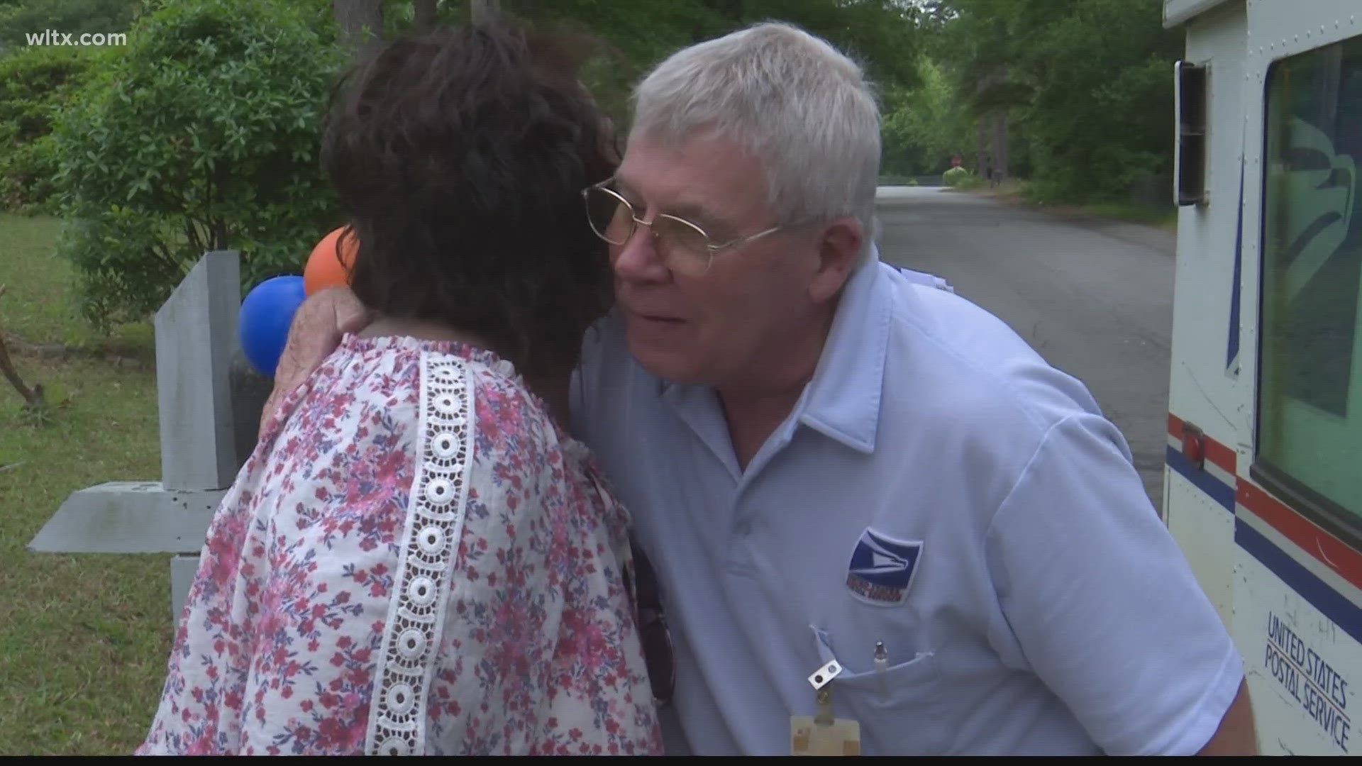 The Eau Claire postman Randy Marshall was celebrated with well wishes and balloons adoring the mailboxes on his route.
