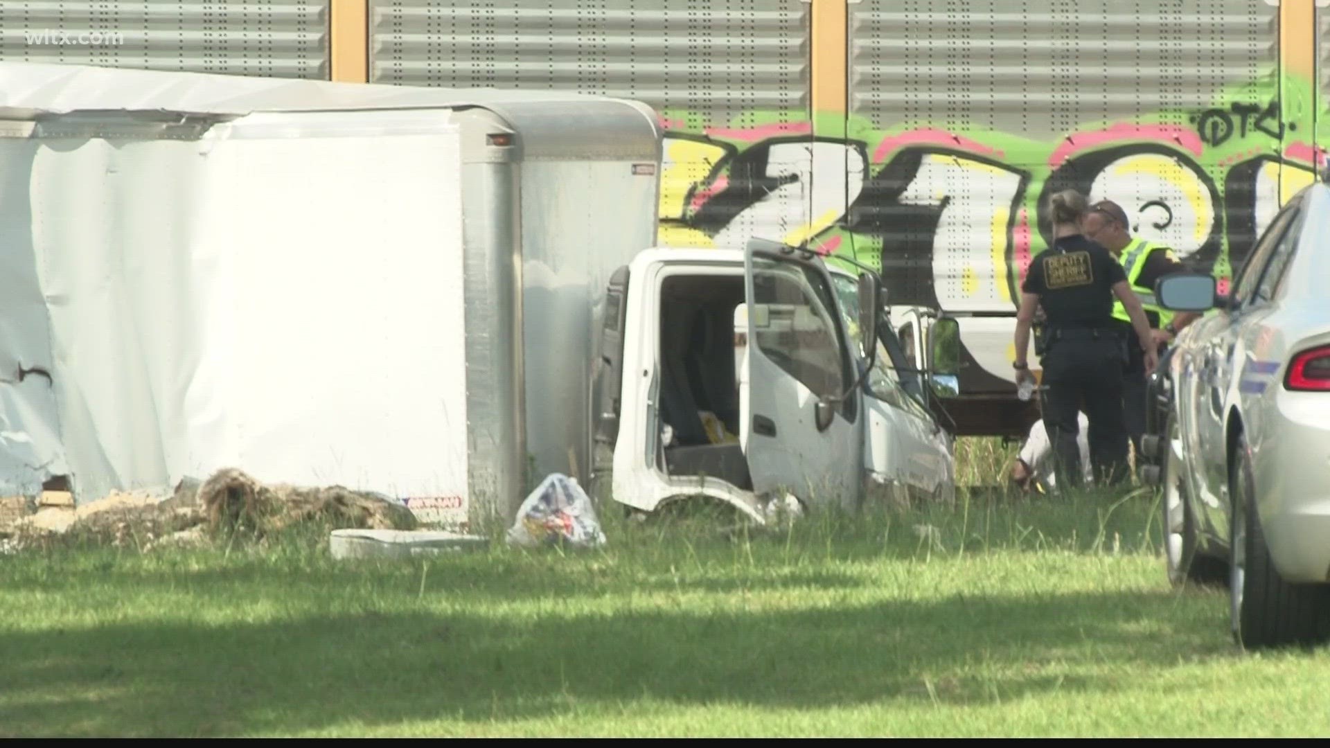 One person is dead and two people have been sent to the hospital after a train and a box truck collided in Lower Richland County Monday afternoon.