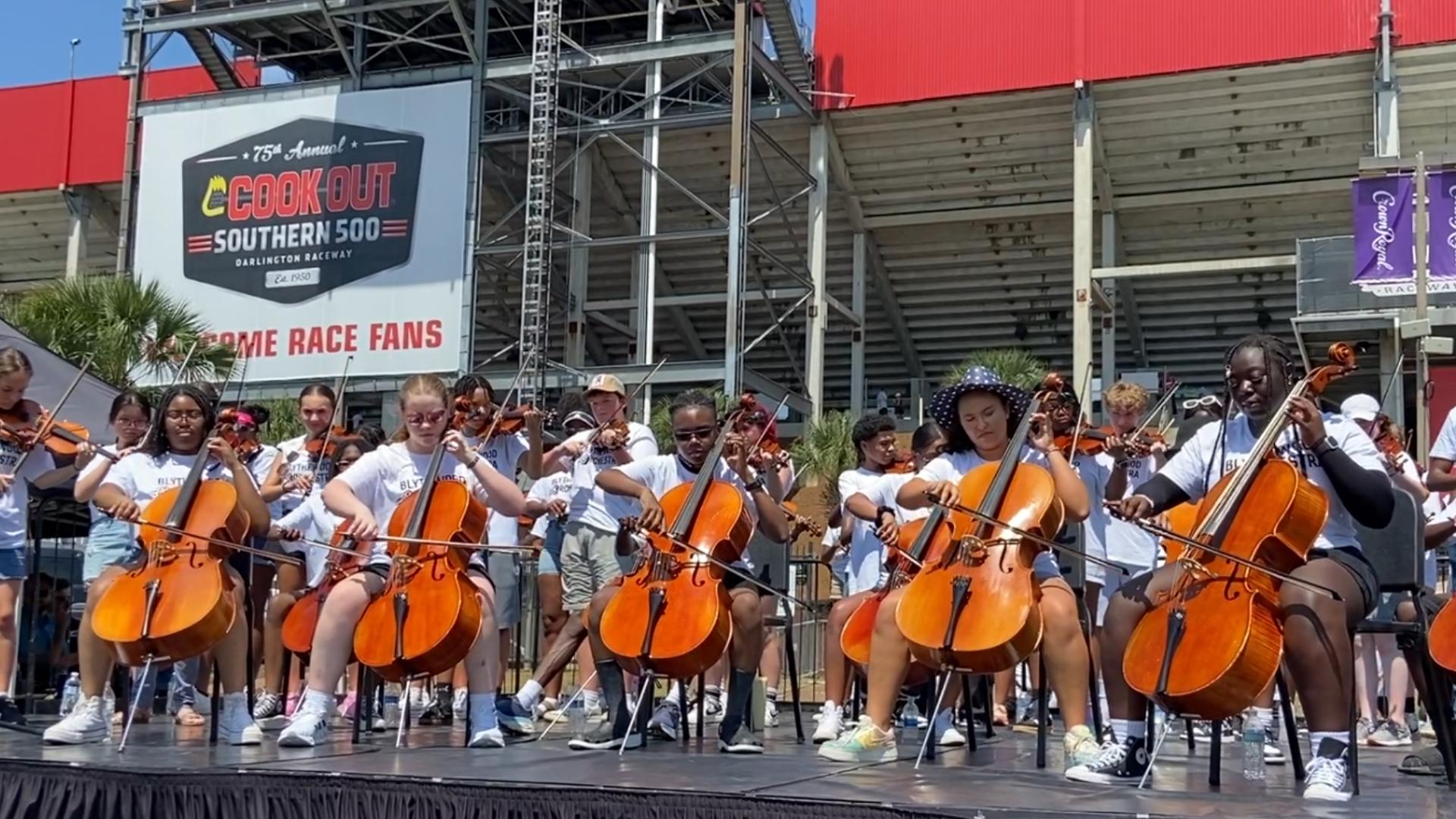 Before the race to the checked flag began at Darlington raceway this year, one local high school orchestra made history at the track too tough to tame.