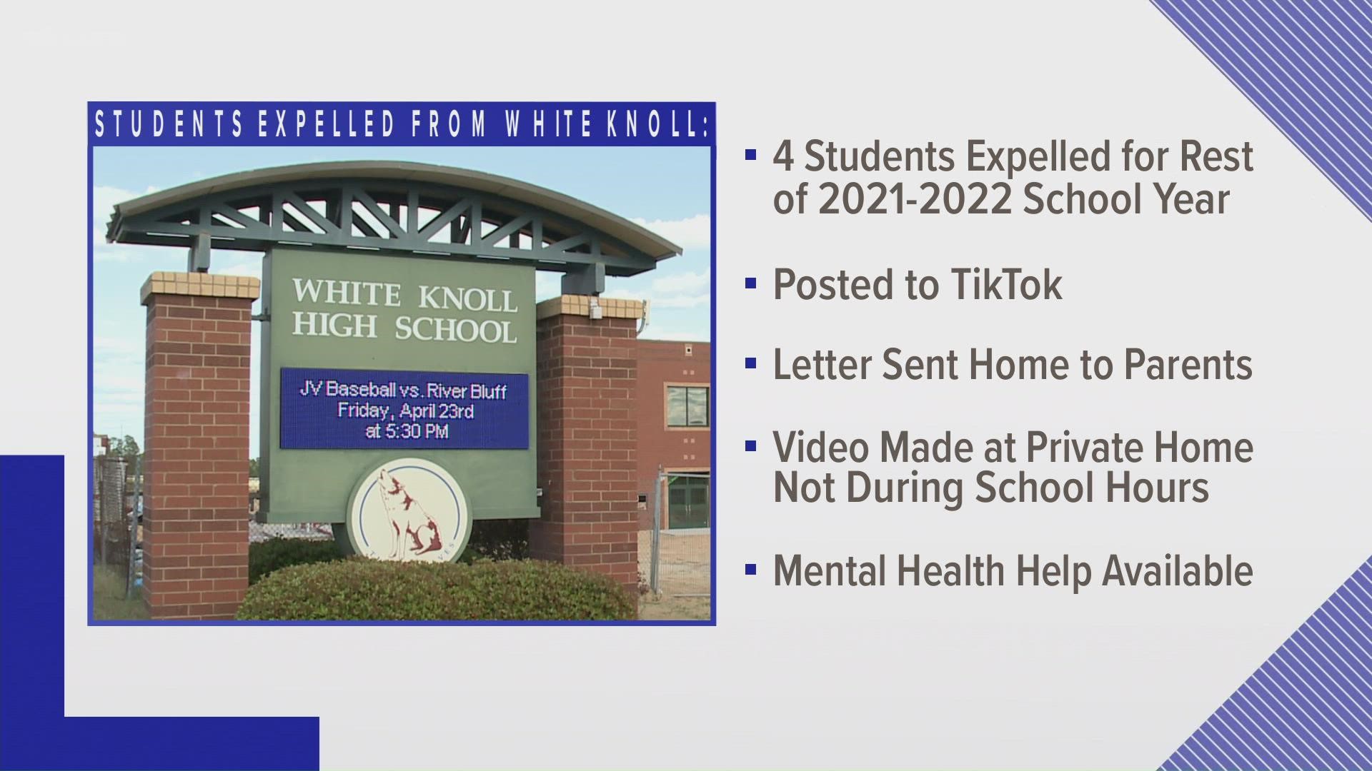 Four students have been suspended from White Knoll High School after creating and posting a video in which they reenacted the murder of George Floyd.