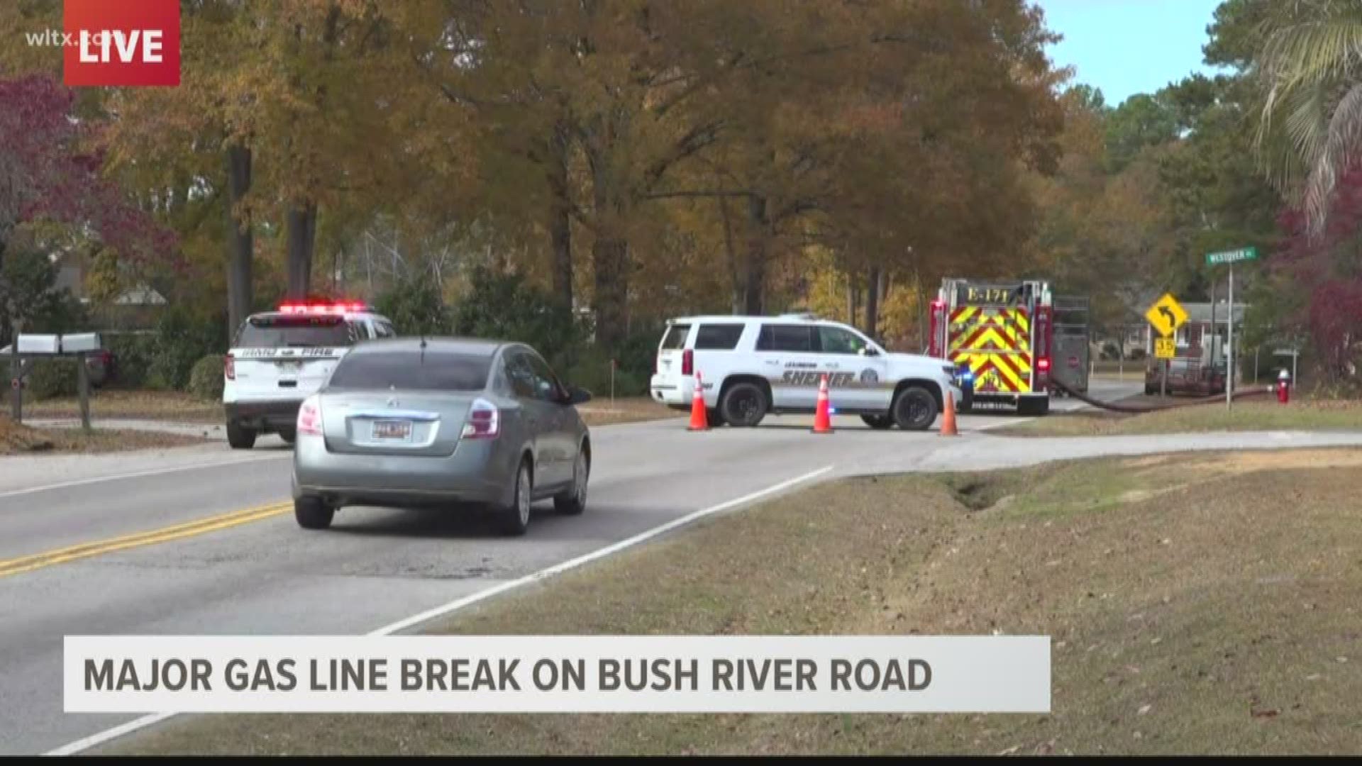 Bush River Road is closed between Woodland Hills and Westover Road.