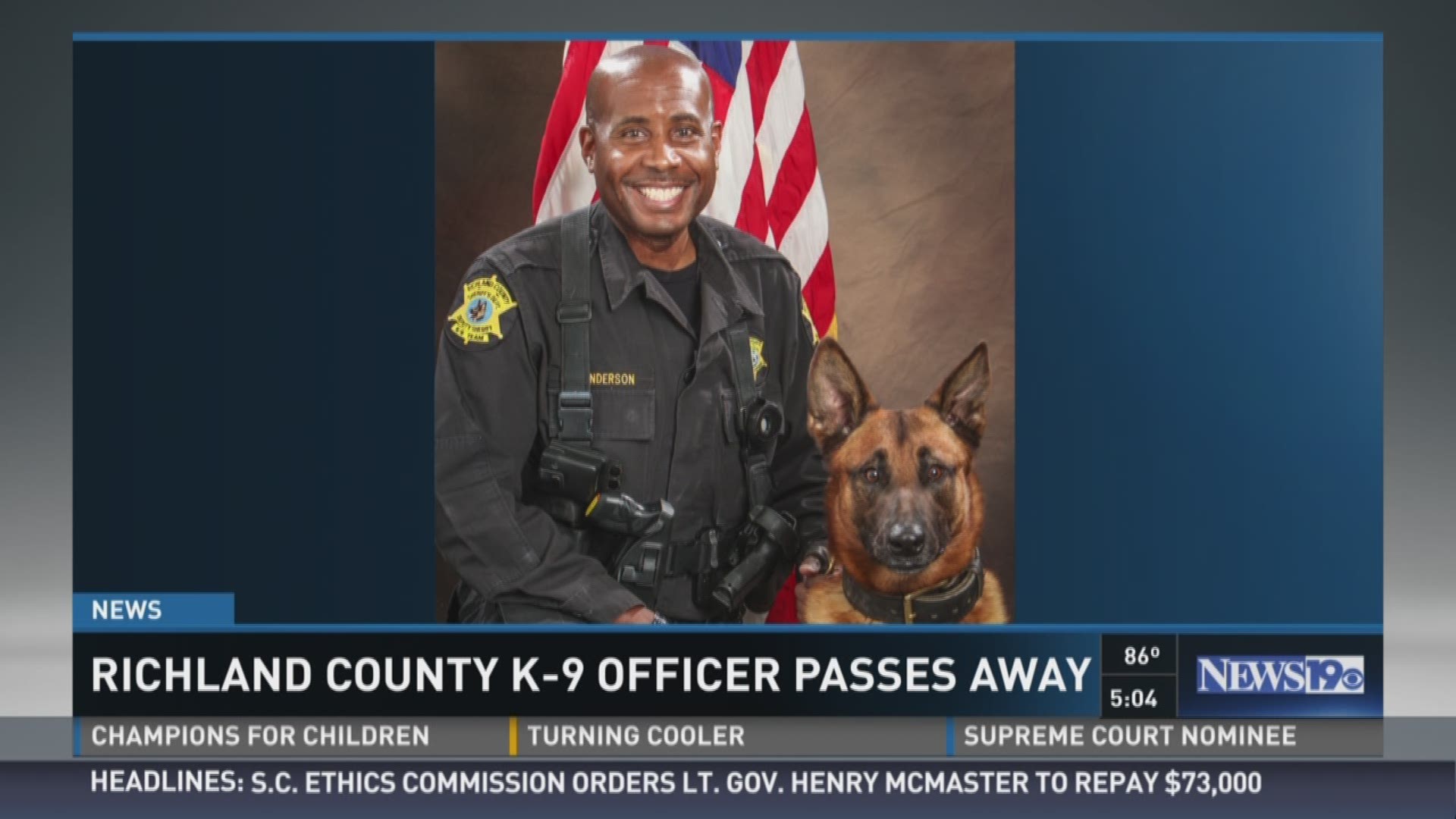 K-9 Robby died after a vet found a growth in his lung.