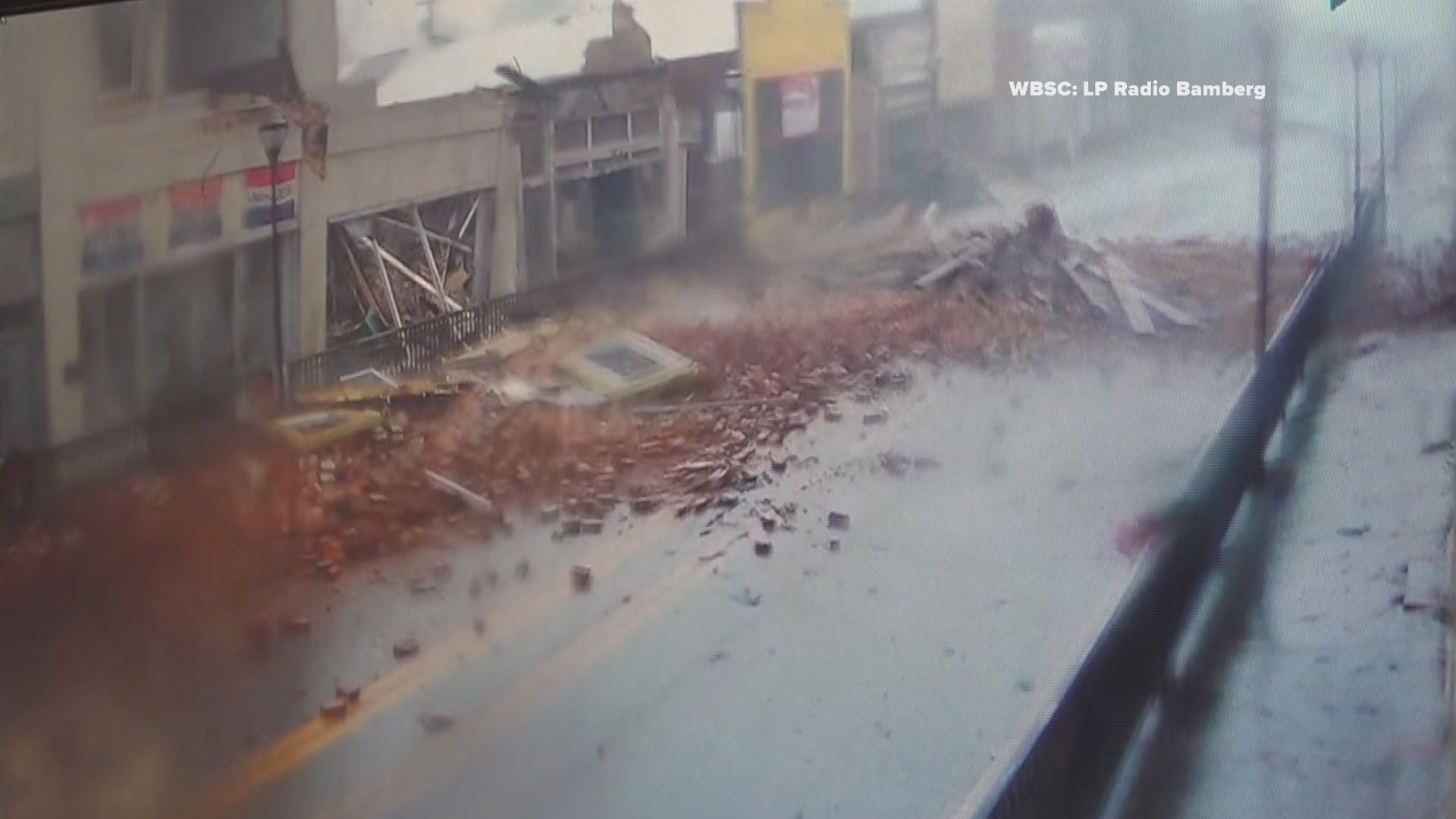 Surveillance video shows the moment an EF-2 tornado struck Bamberg, South Carolina on January 10, 2024.