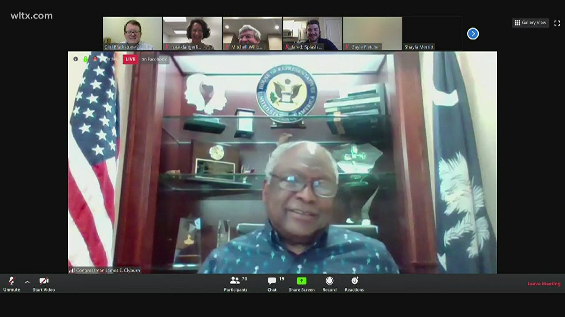 Congressman Jim Clyburn met virtually with the Columbia Chamber on Tuesday to discuss the cares act and other topics related to COVID-19.