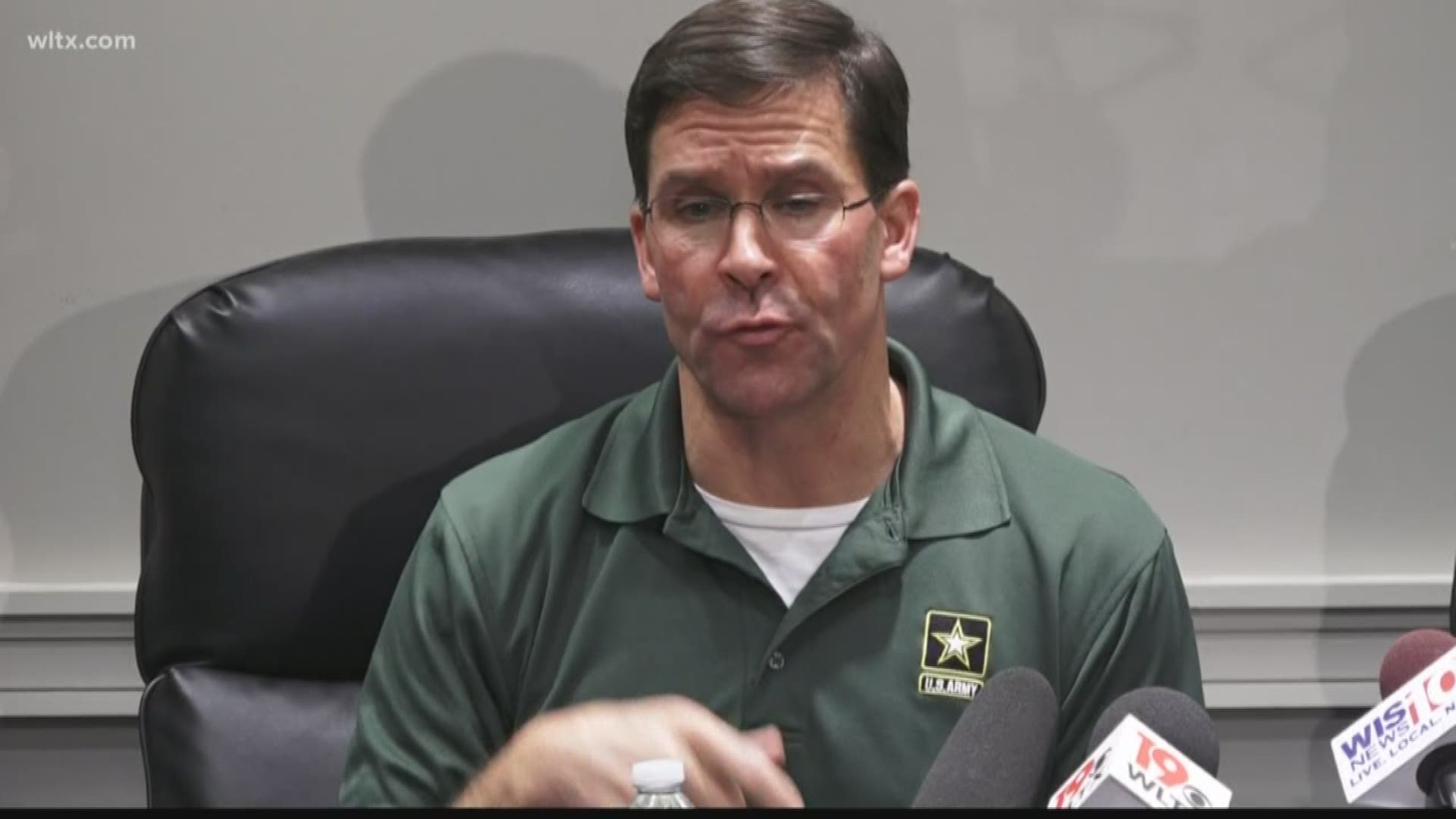 Secretary of US Army Mark Esper spent the day at Fort Jackson speaking to both soldiers and civilians