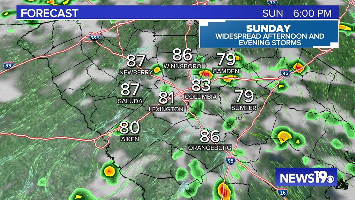 Rain become widespread Sunday afternoon and evening | wltx.com