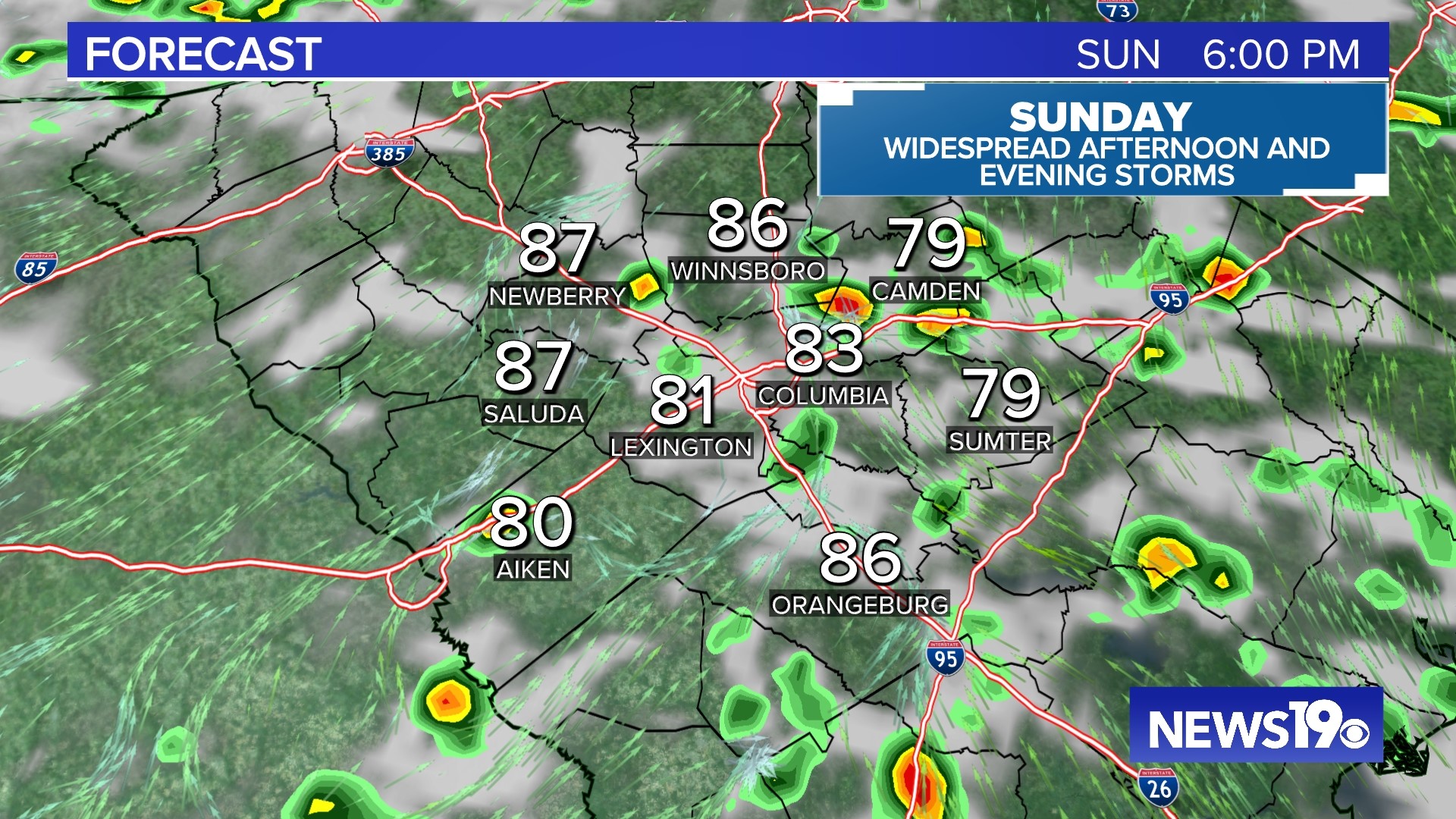 Rain widespread Sunday afternoon and evening