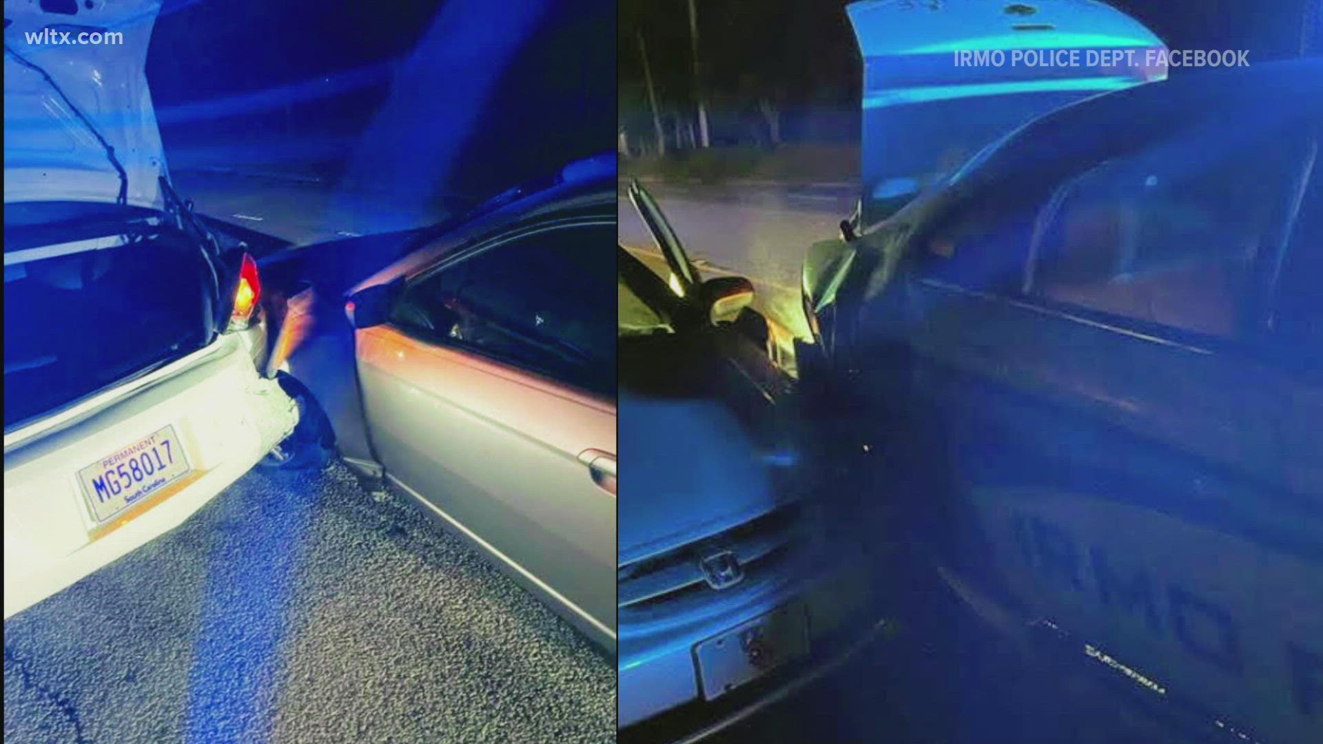 Two Irmo police officers and a stranded motorist were just feet away from a potential tragedy overnight when a suspected DUI driver came crashing through.
