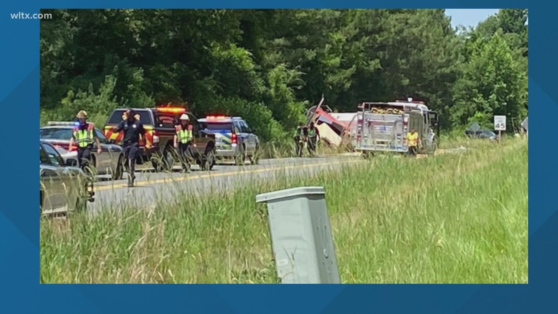 Investigators say a pickup truck crossed the center line and hit a tractor-trailer.