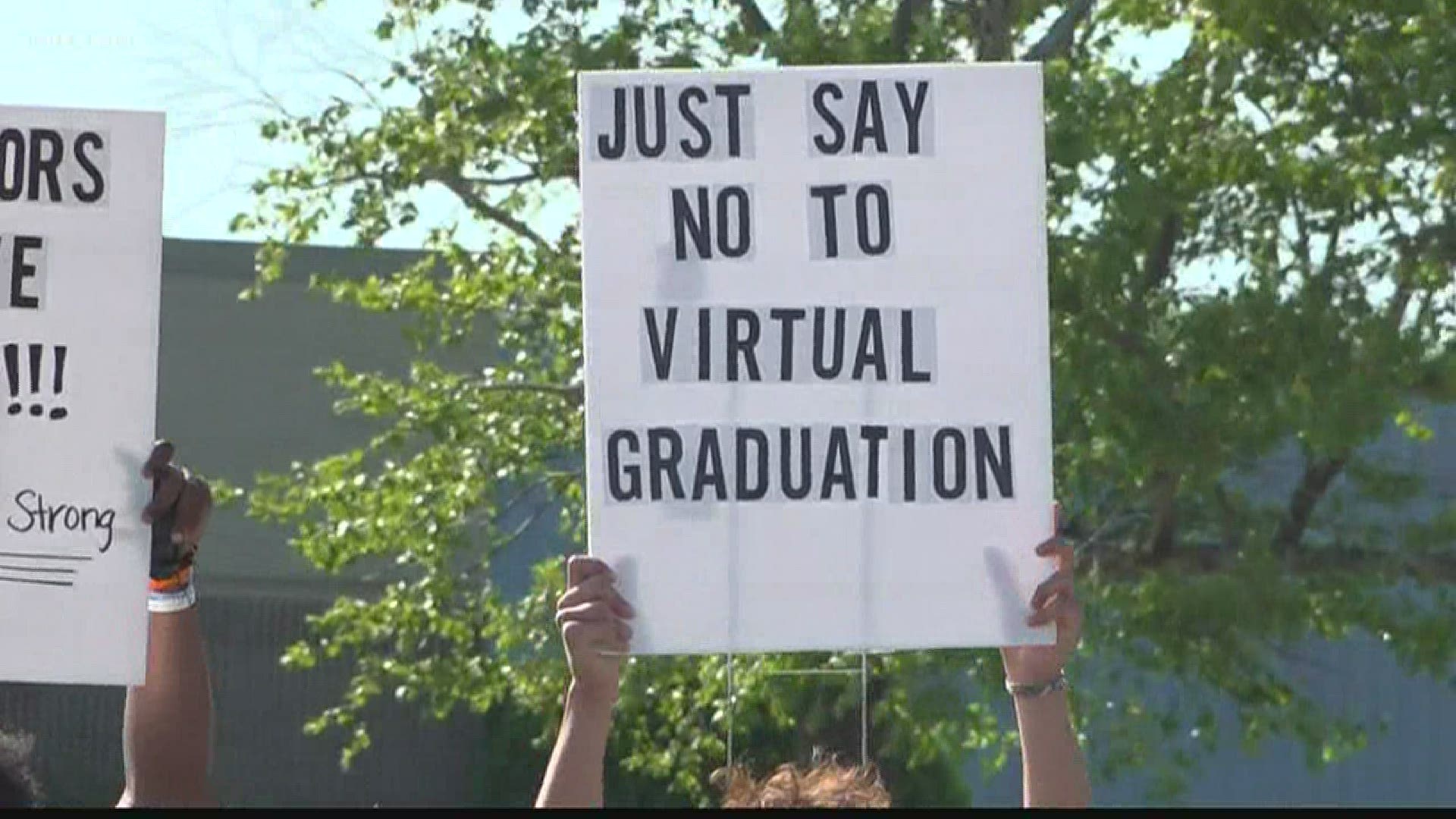 Sumter County students and parents protested the district's decision to have a virtual graduation ceremony. The protesters want an in-person version.