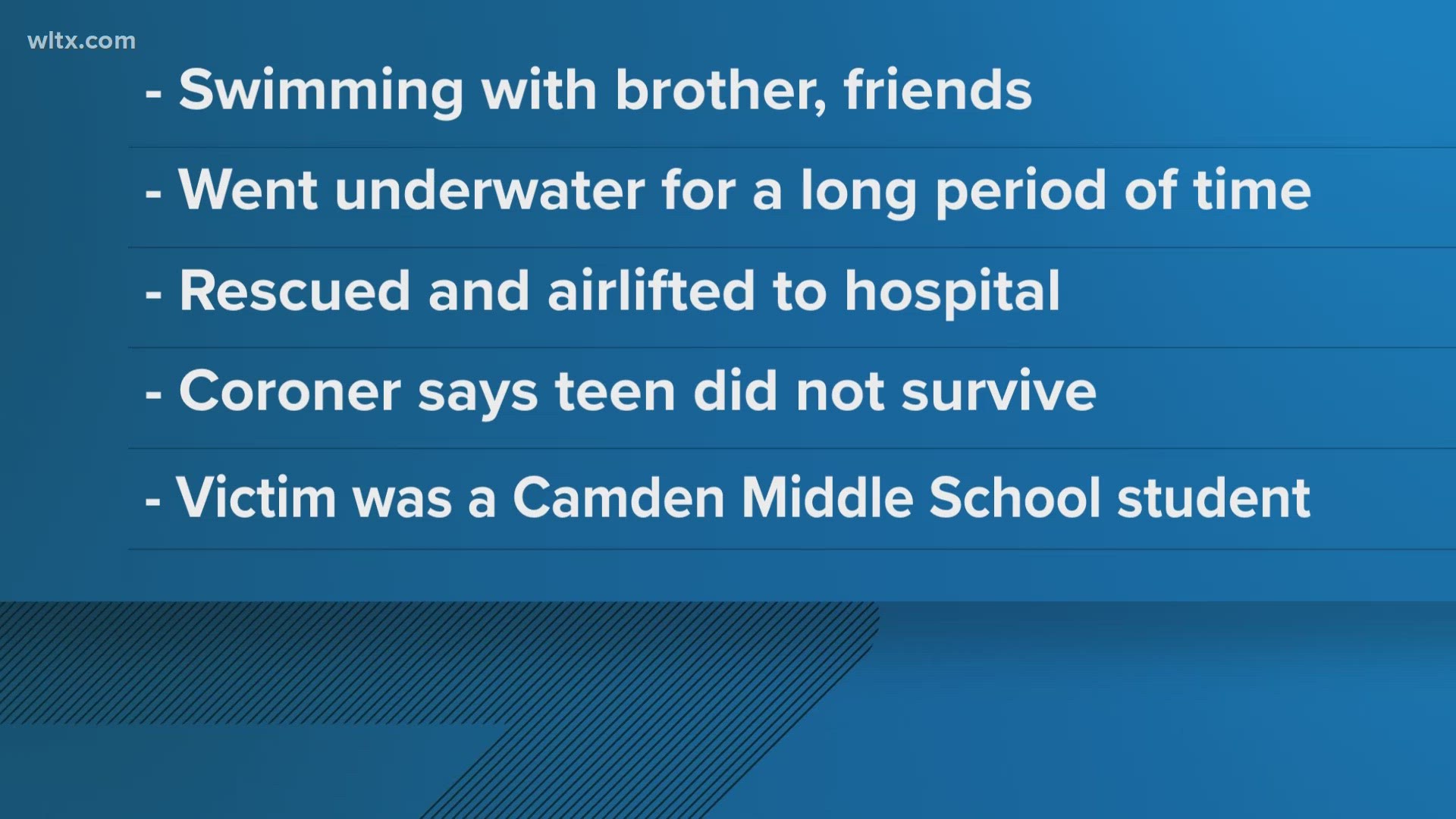 Jaelyn Wells, 13, was swimming at Kendall Lake with his brother and friends when he went under and didn't come back up.