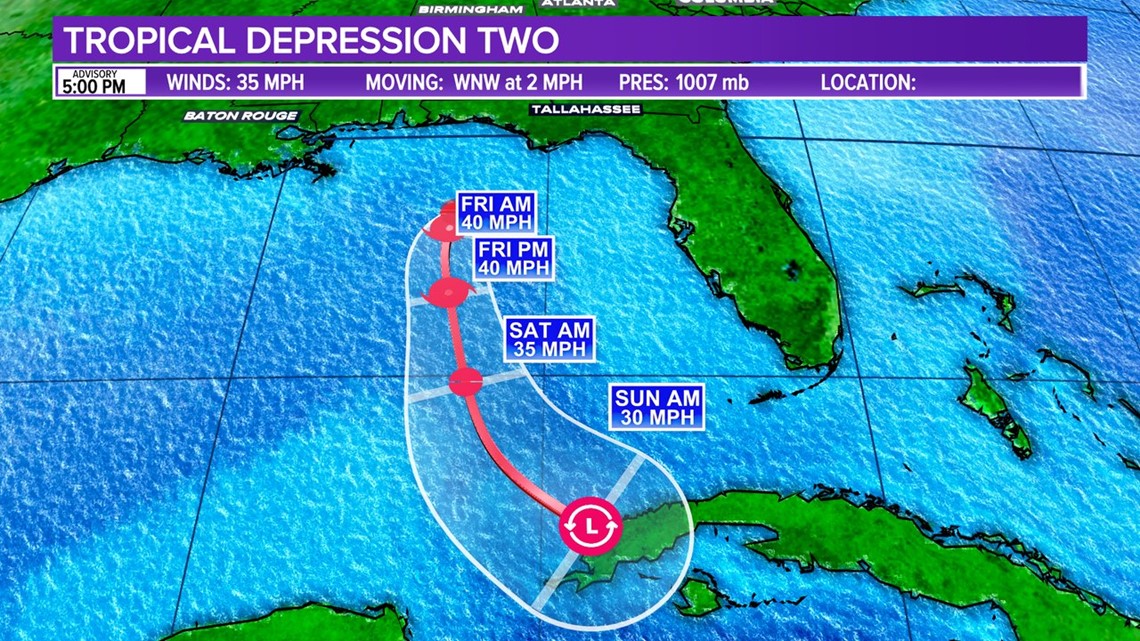 Tropical Depression Two forms in Gulf of Mexico