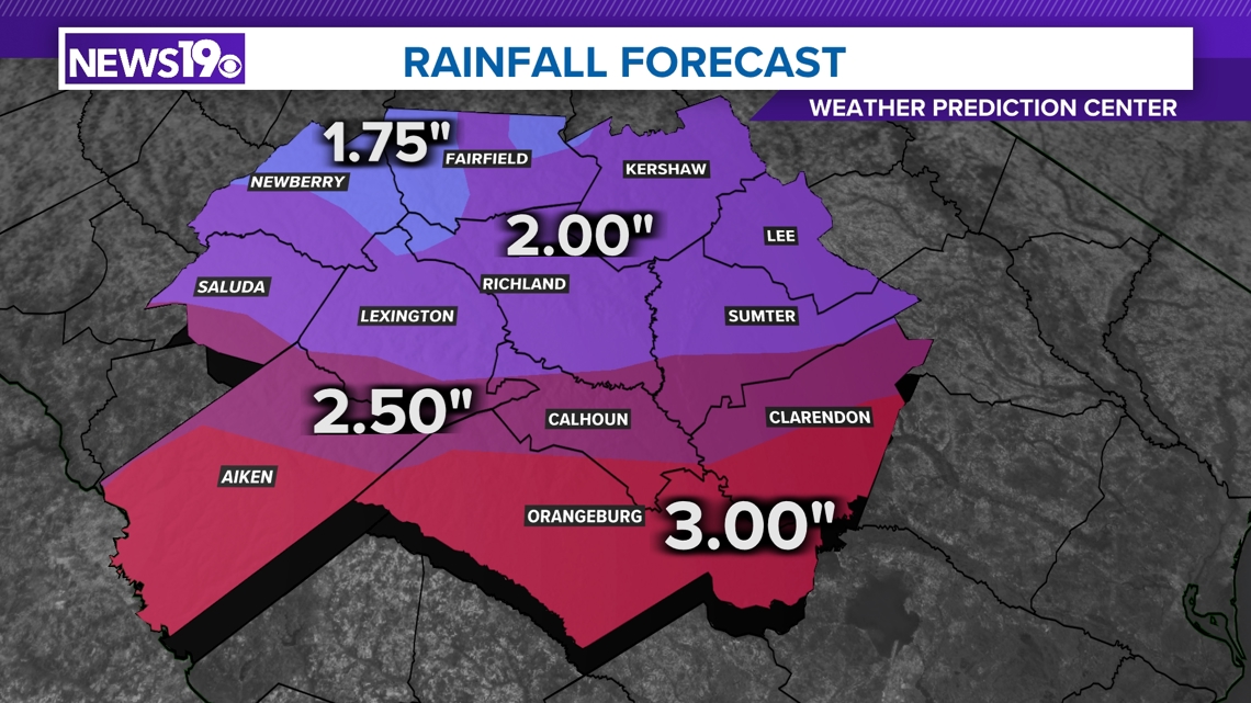 Close to 3 inches of rain could fall in the SC Midlands this week ...