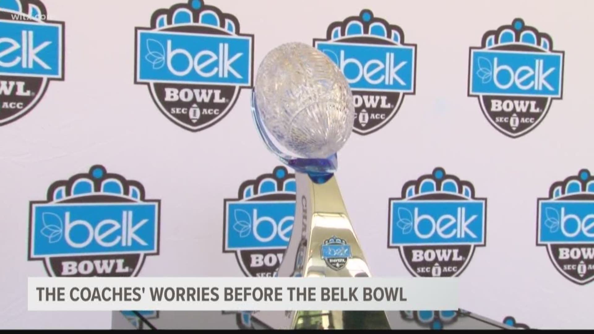 USC head football coach Will Muschamp and Virginia's Bronco Mendenhall met the media Friday, one day before the Belk Bowl kickoff.