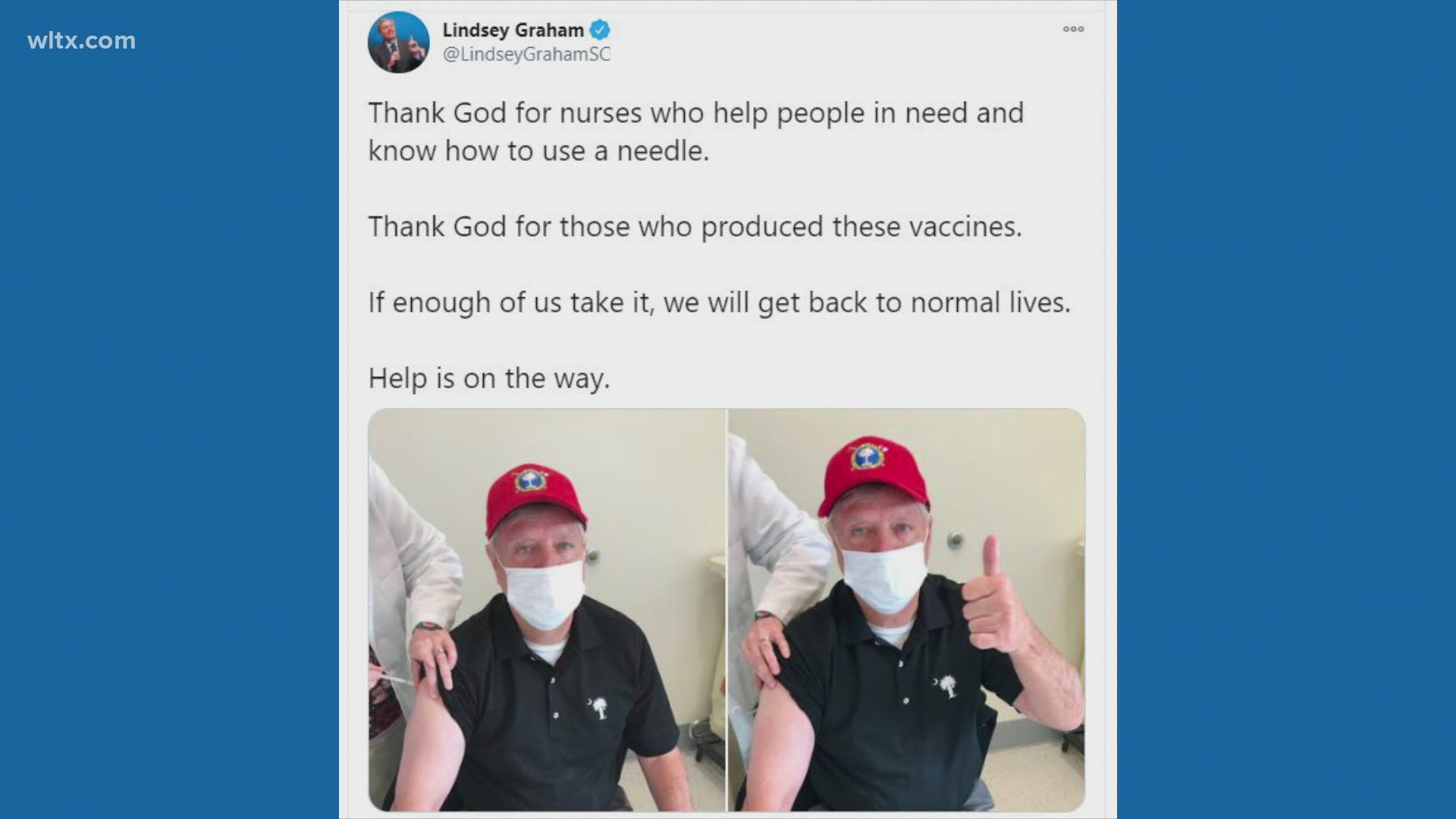 Sen. Lindsey Graham of South Carolina is the latest politician to get the coronavirus vaccine.