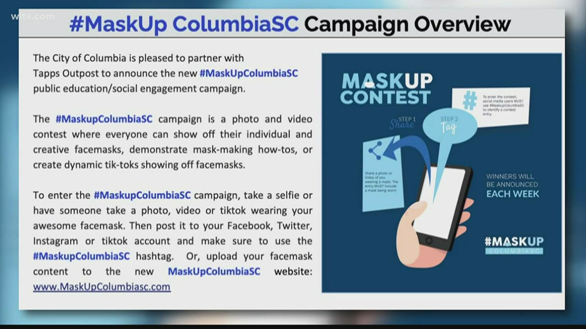Columbia Mayor Steve Benjamin launched the Mask Up Columbia SC challenge to increase mask use.
