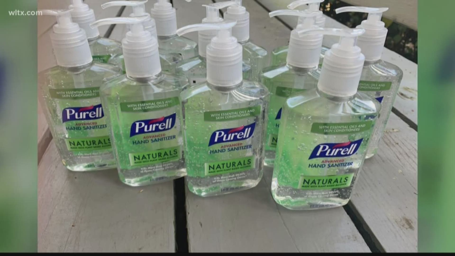 He found a lot of hand sanitizer online and he went and left them throughout his neighborhood.