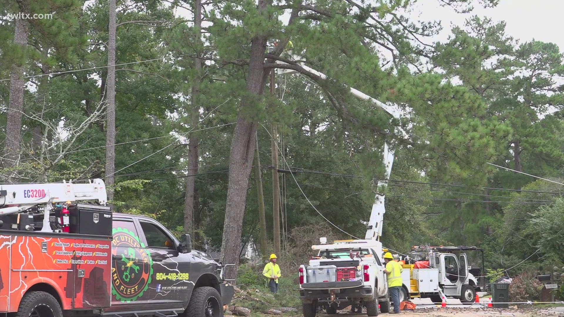 In Forest Acres one side of street has power, while the other side is still without.  Power companies say they are working round the clock to get power restored.