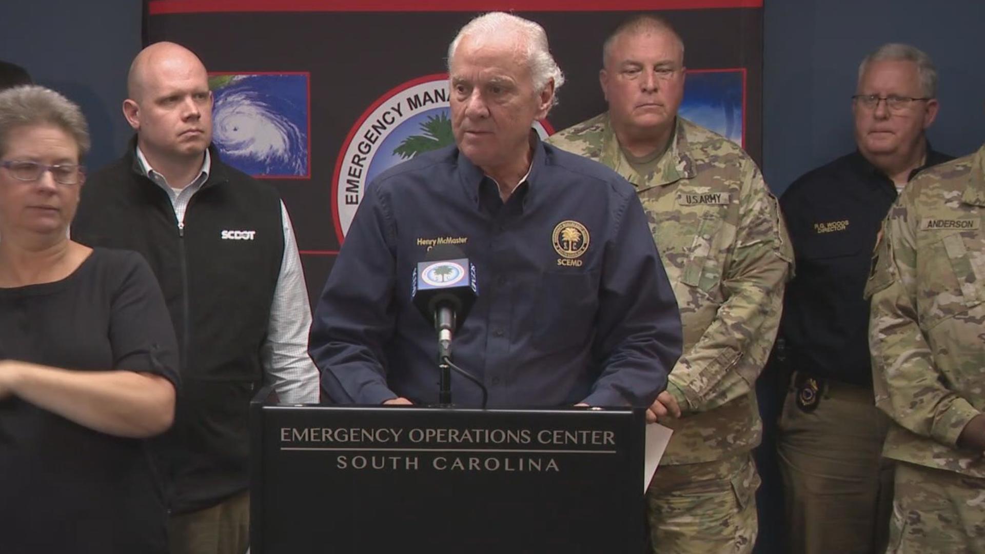 South Carolina Gov. Henry McMaster gave an update on the state's response to the damage left by Tropical Storm Helene.