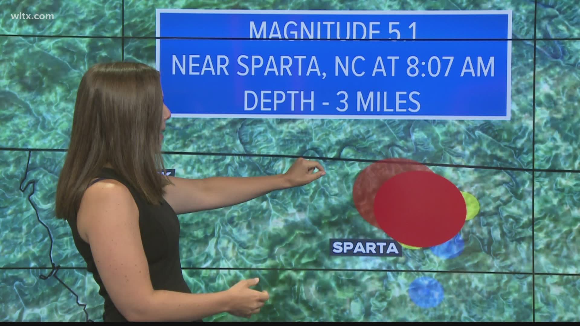 The 5.1 earthquake occurred around 8 a.m. near in Sparta, NC near the Virginia border.