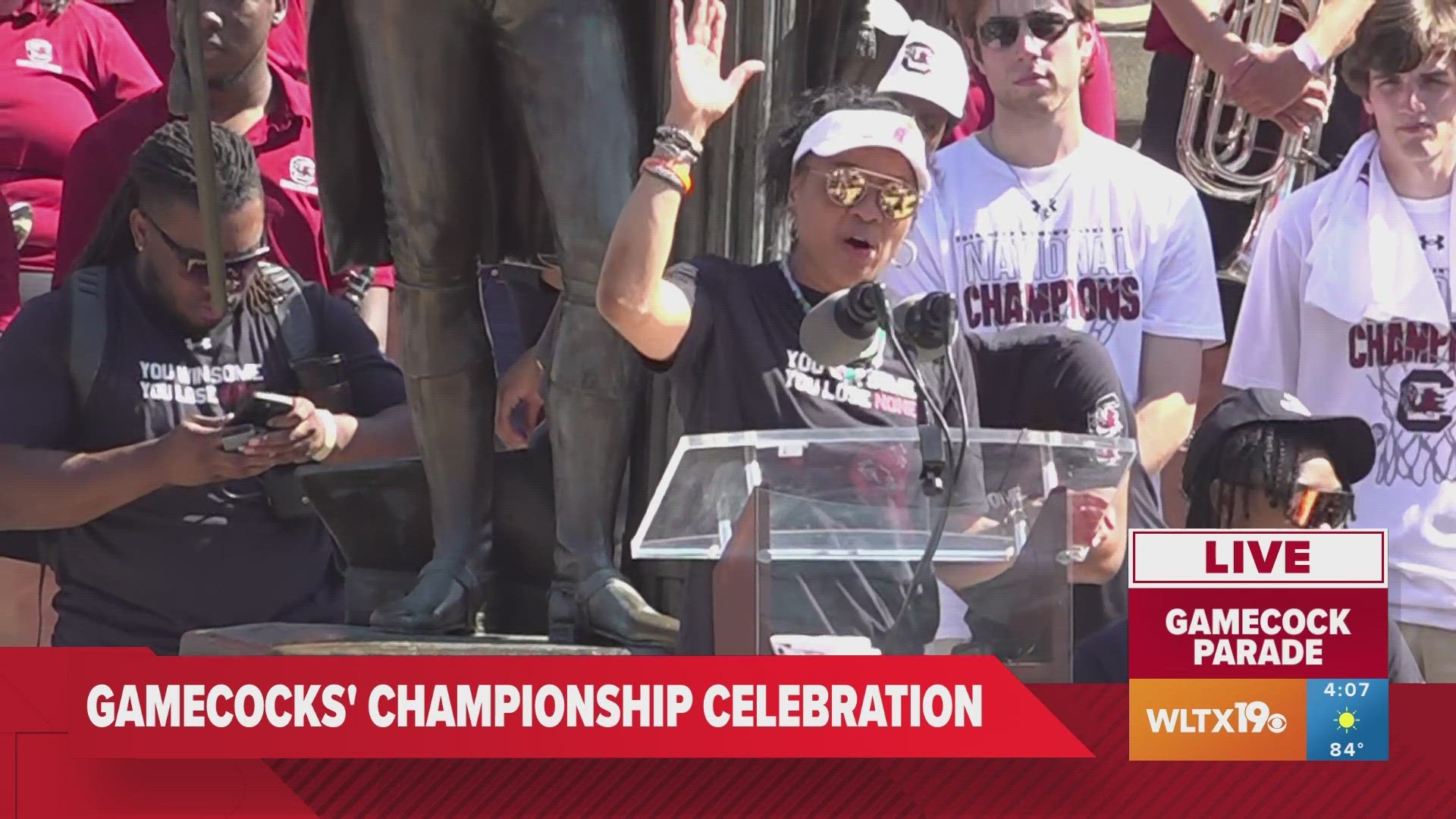 Watch all of South Carolina Head Coach Dawn Staley's comments at the Gamecocks victory parade.