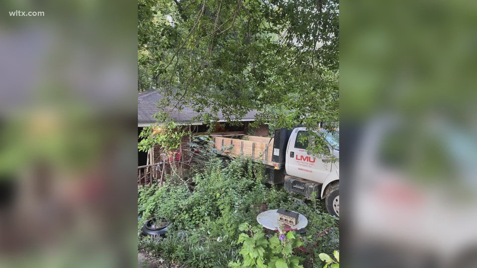 A Lake Murray Utility Truck crashed into a home this morning on Steadham Avenue.