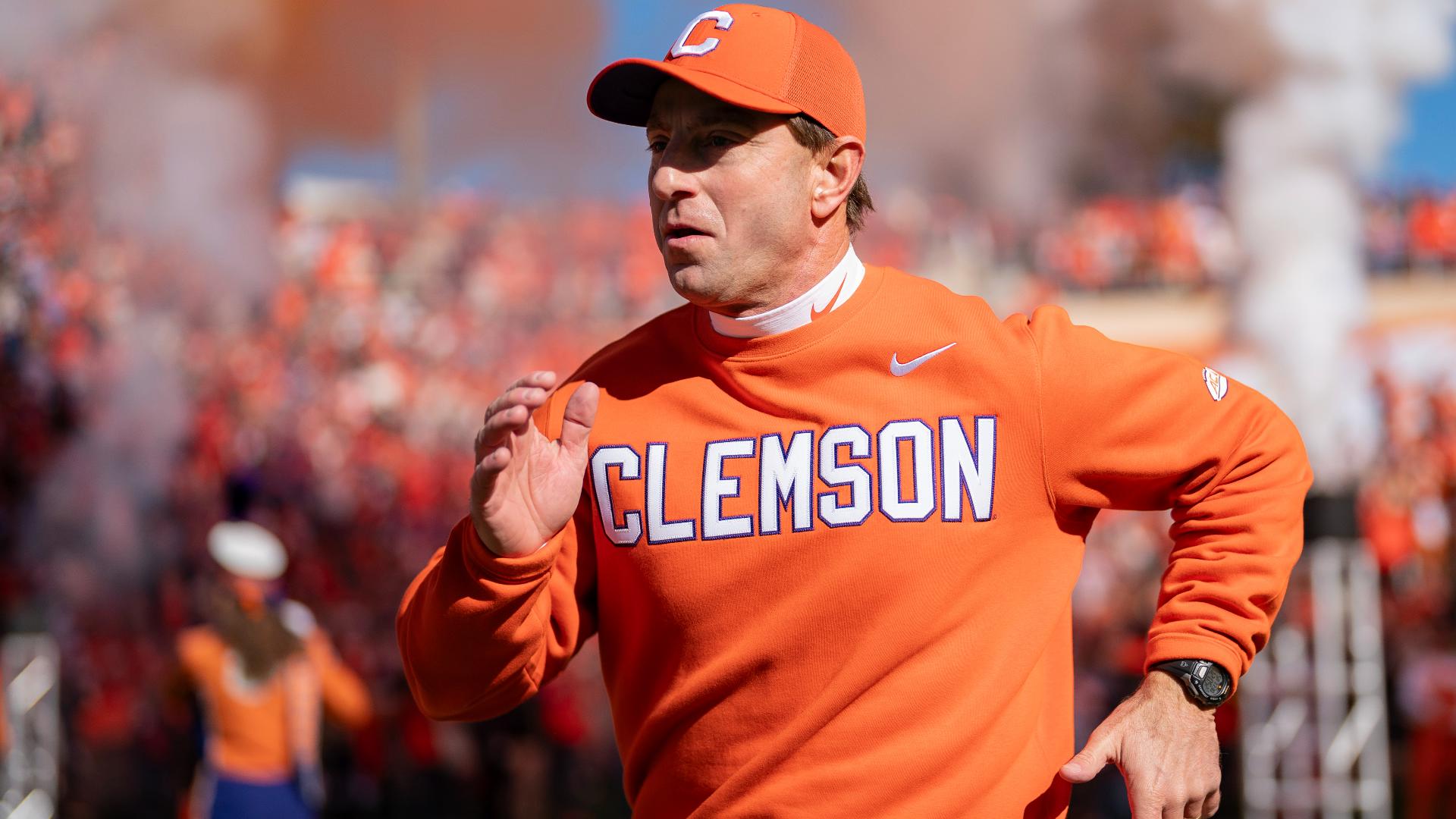 Clemson head football coach Dabo Swinney discusses his Saturday night swing of emotions - from losing to the arch-rival to earning a spot in the ACC Championship