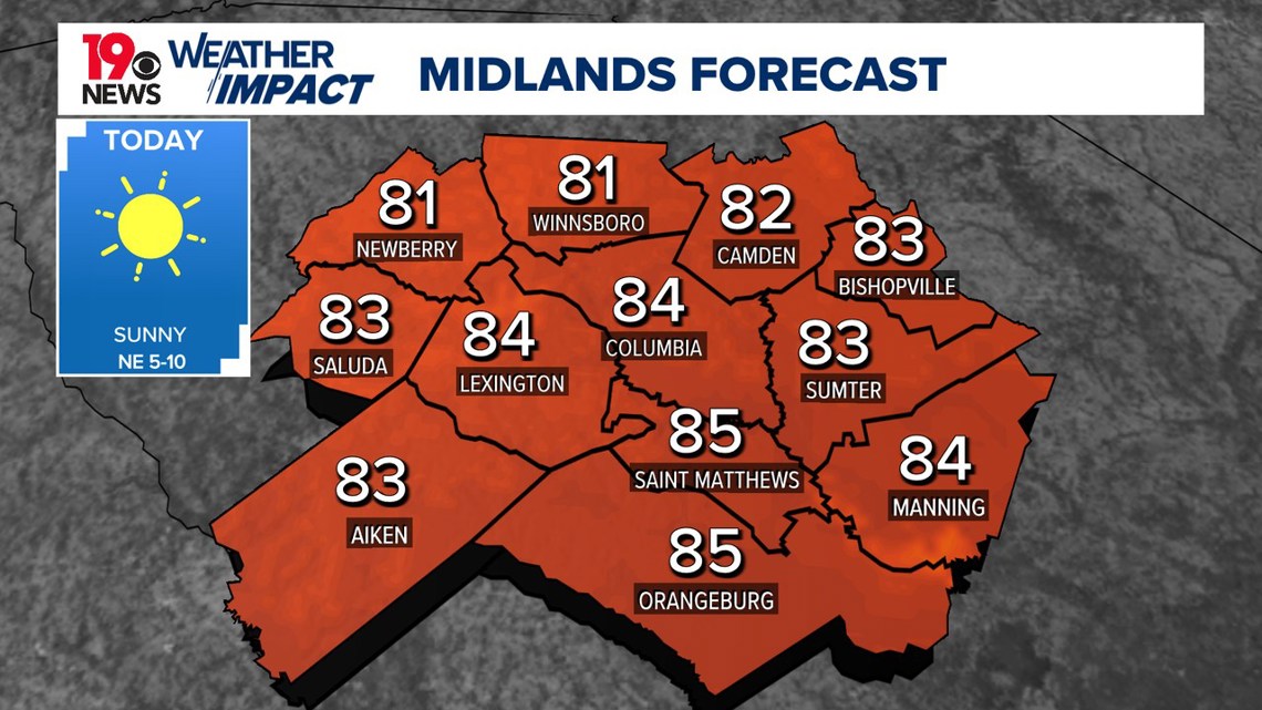 Low humidity and cool temperatures bring pleasant late summer weather to South Carolina