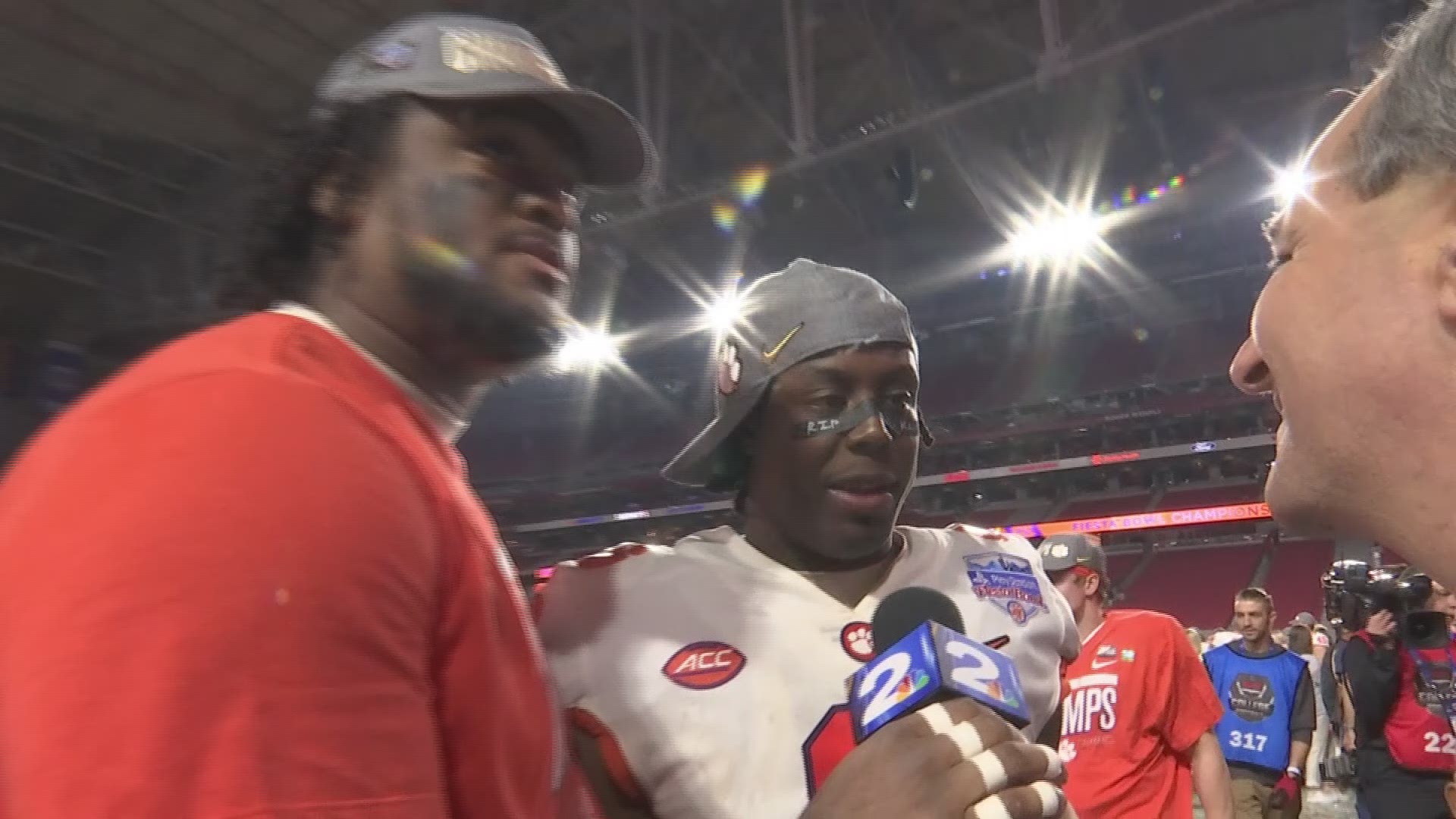 Clemson reacts to the 29-23 win over Ohio State in the Fiesta Bowl.