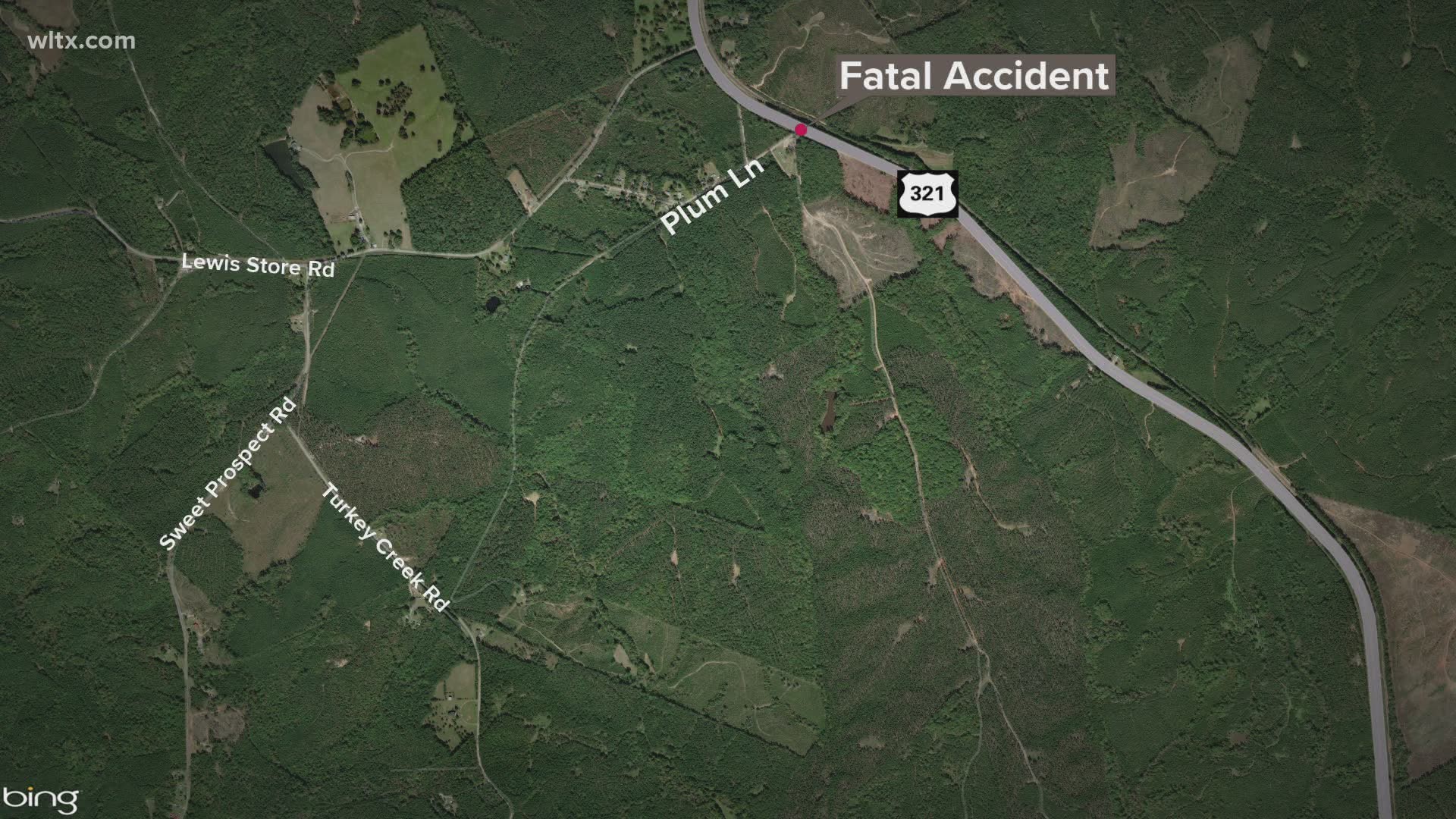 The child was riding in the backseat of a car that went off the road in Fairfield County.